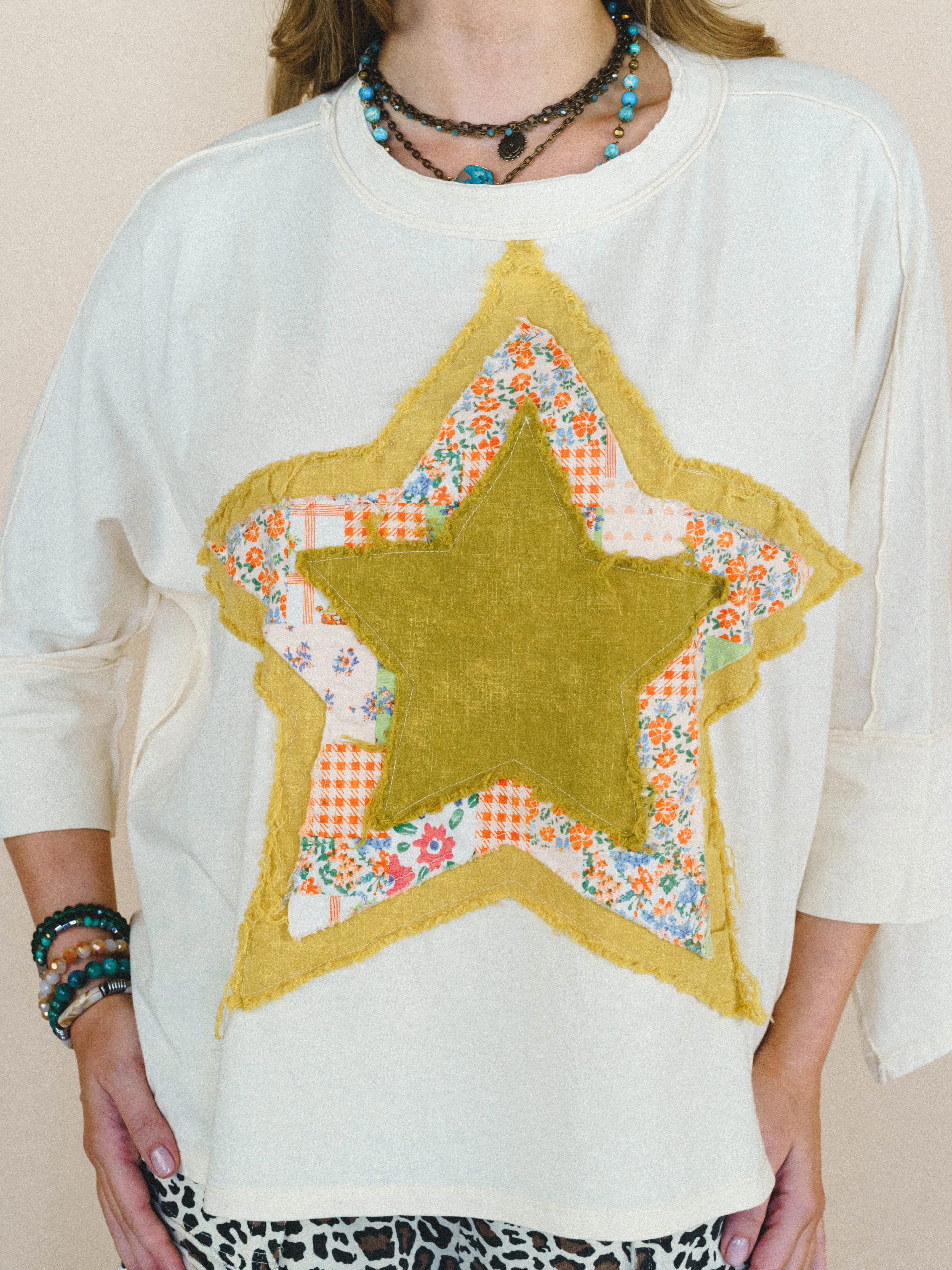 Floral Starburst Top - Cream sold by Three Bird Nest product image thumbnail 2