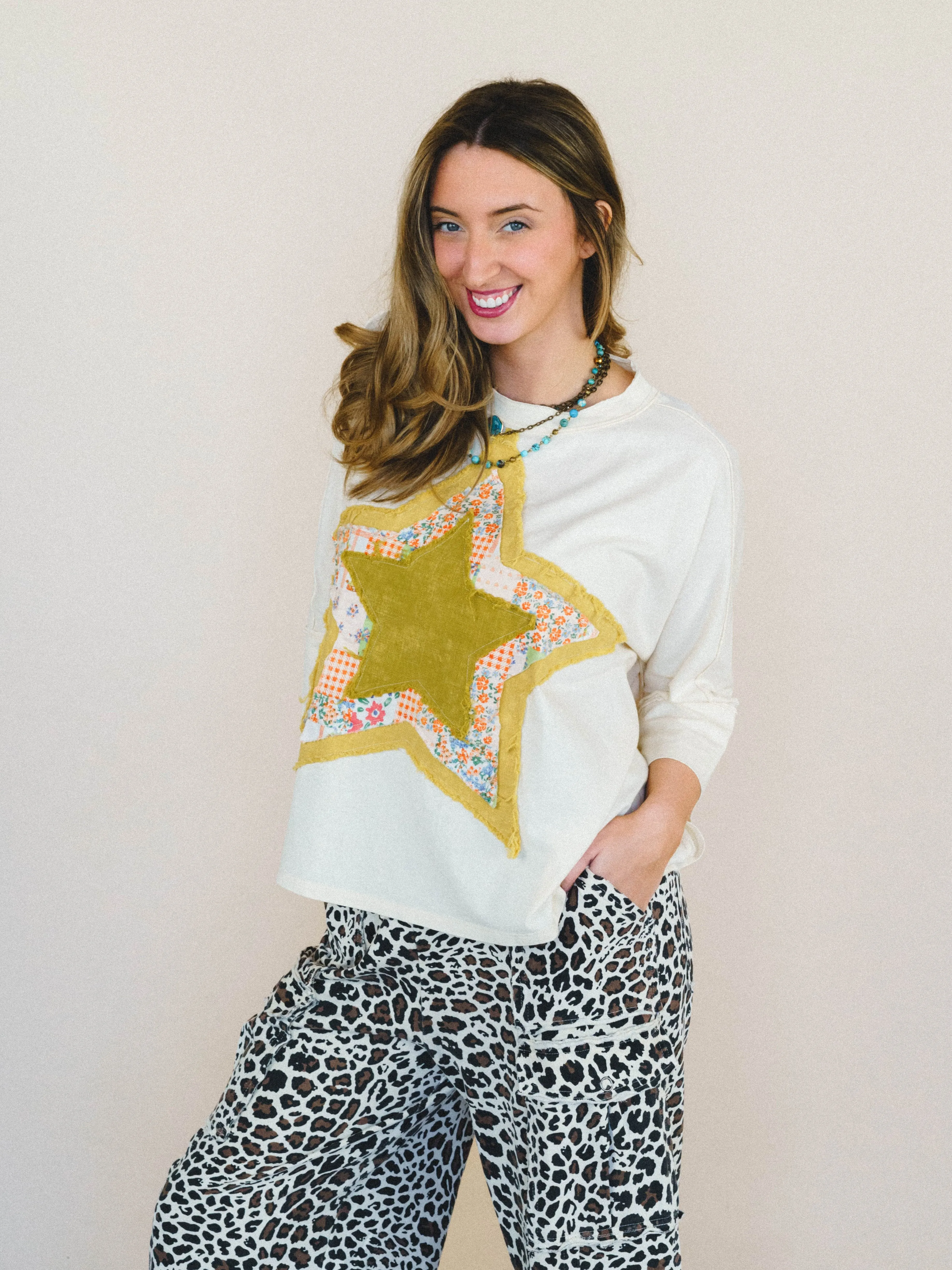 Floral Starburst Top - Cream sold by Three Bird Nest