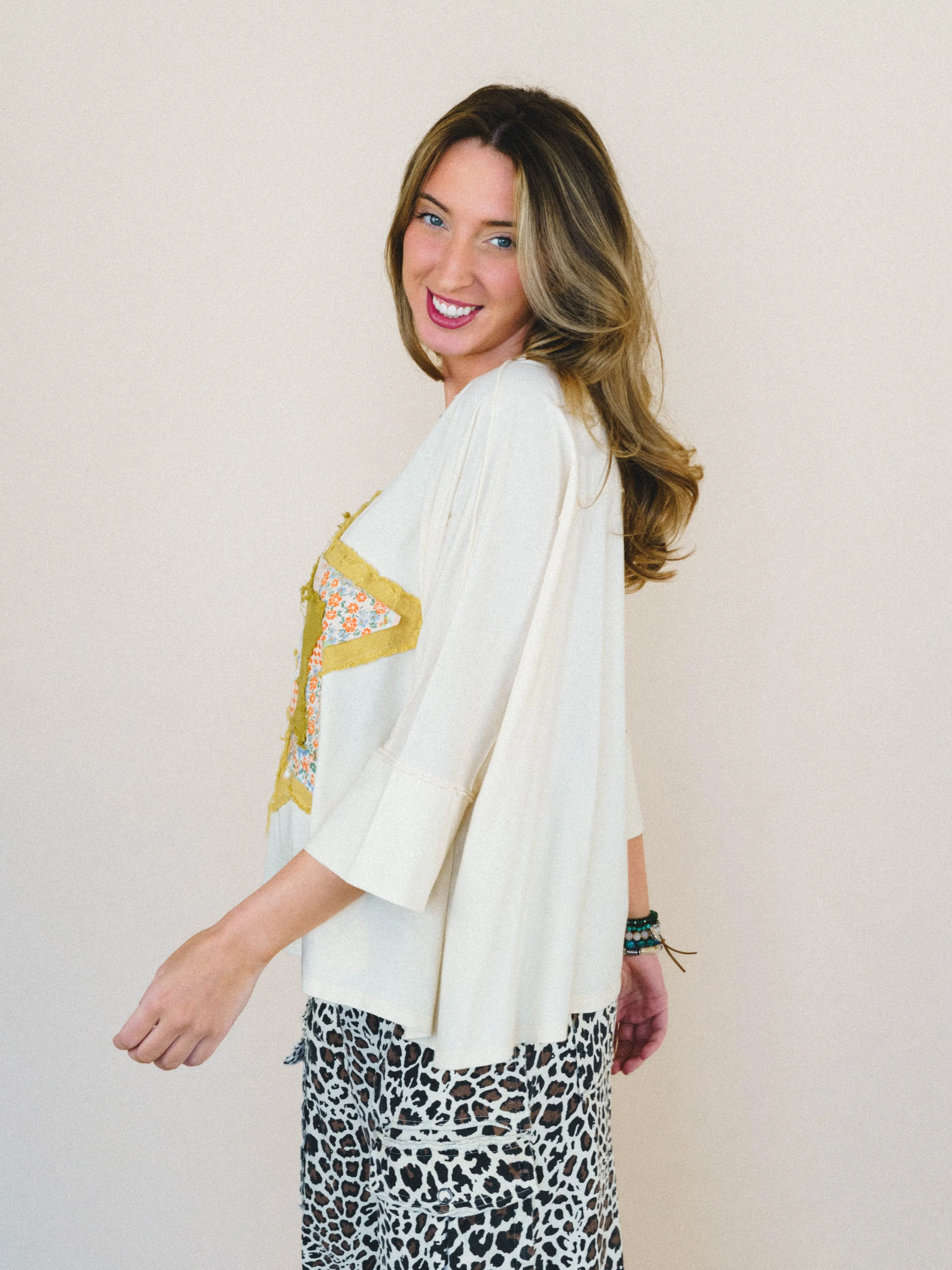 Floral Starburst Top - Cream sold by Three Bird Nest product image thumbnail 3