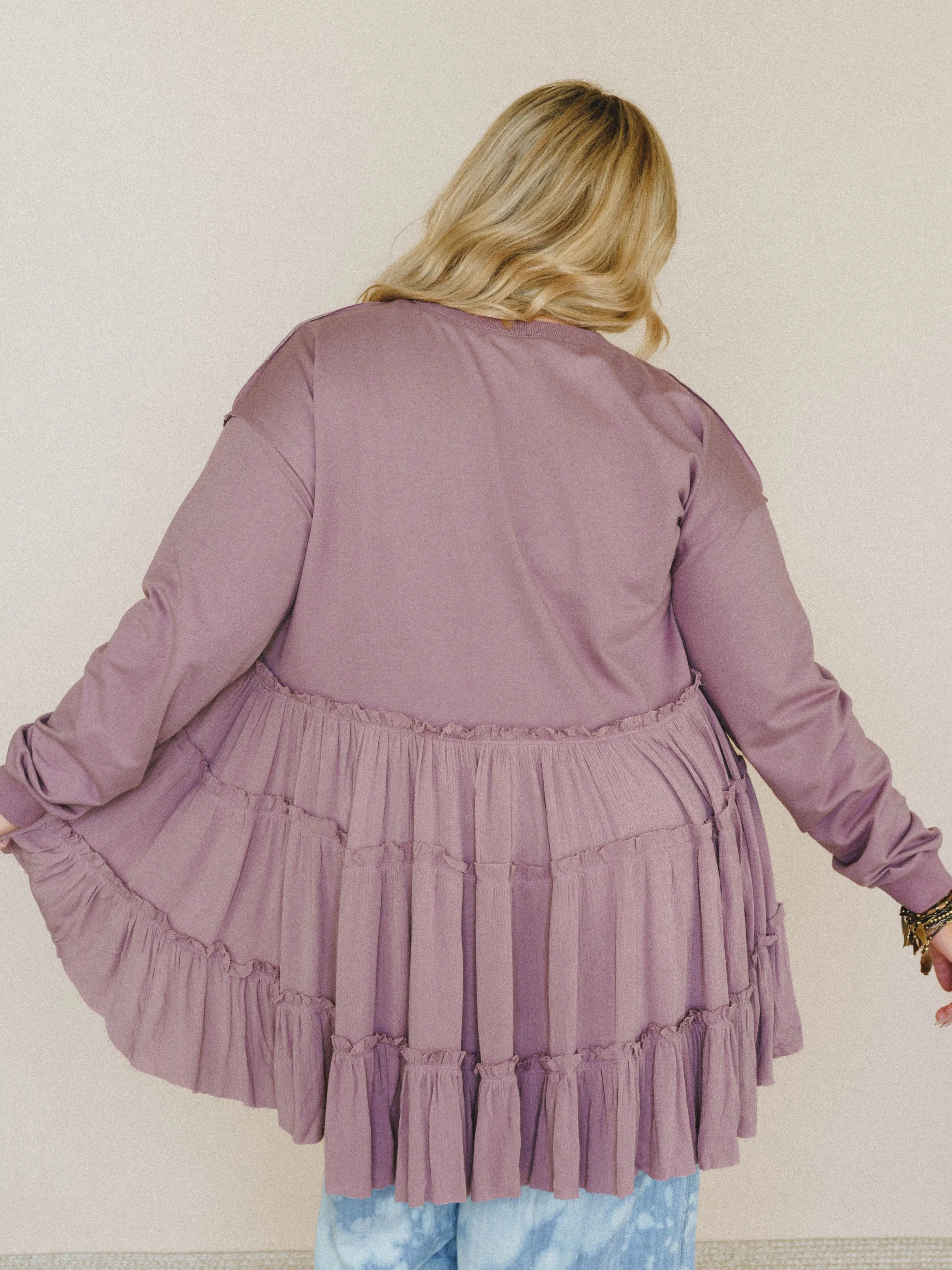 On Your Side Tiered Ruffle Hem Top - Mauve sold by Three Bird Nest product image thumbnail 2