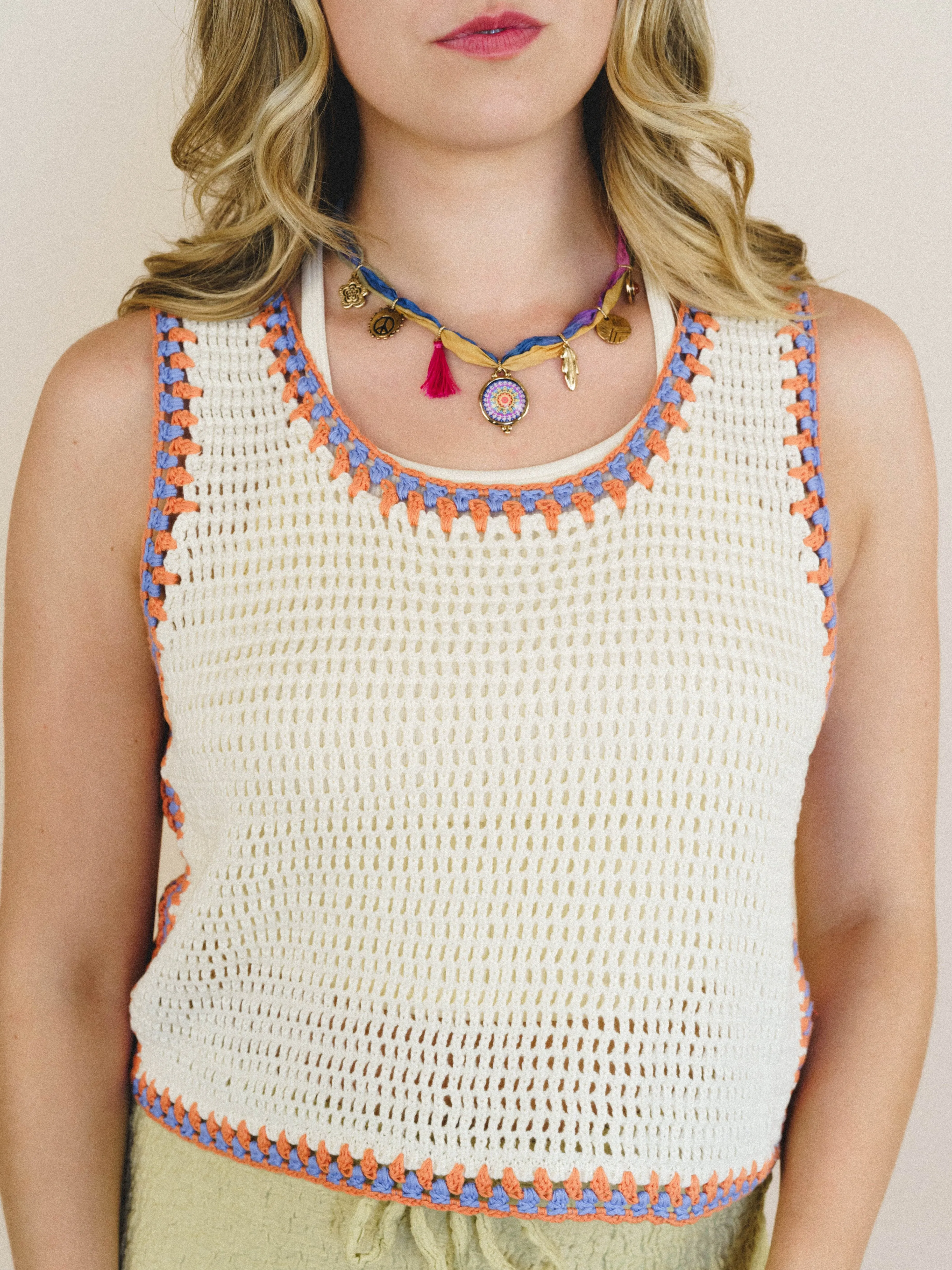 Beach Trips Crochet Tank - Ivory sold by Three Bird Nest product image thumbnail 4