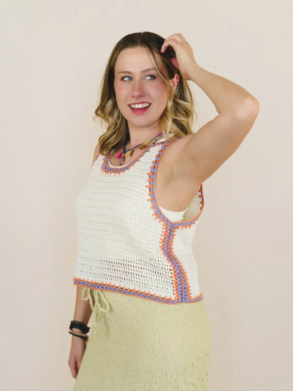 Beach Trips Crochet Tank - Ivory made by Listicle