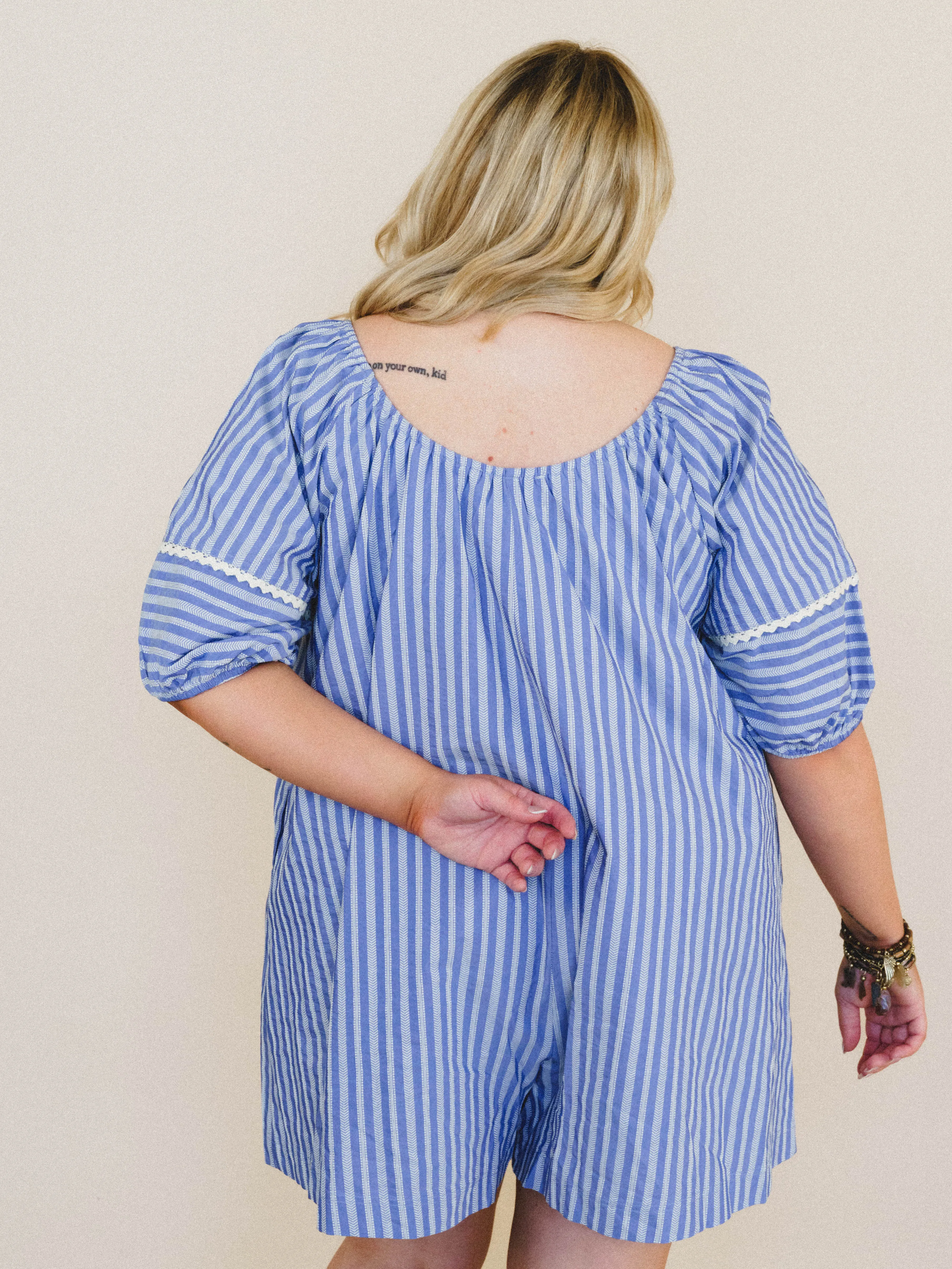 Springtime Romper - Denim Blue sold by Three Bird Nest product image thumbnail 3