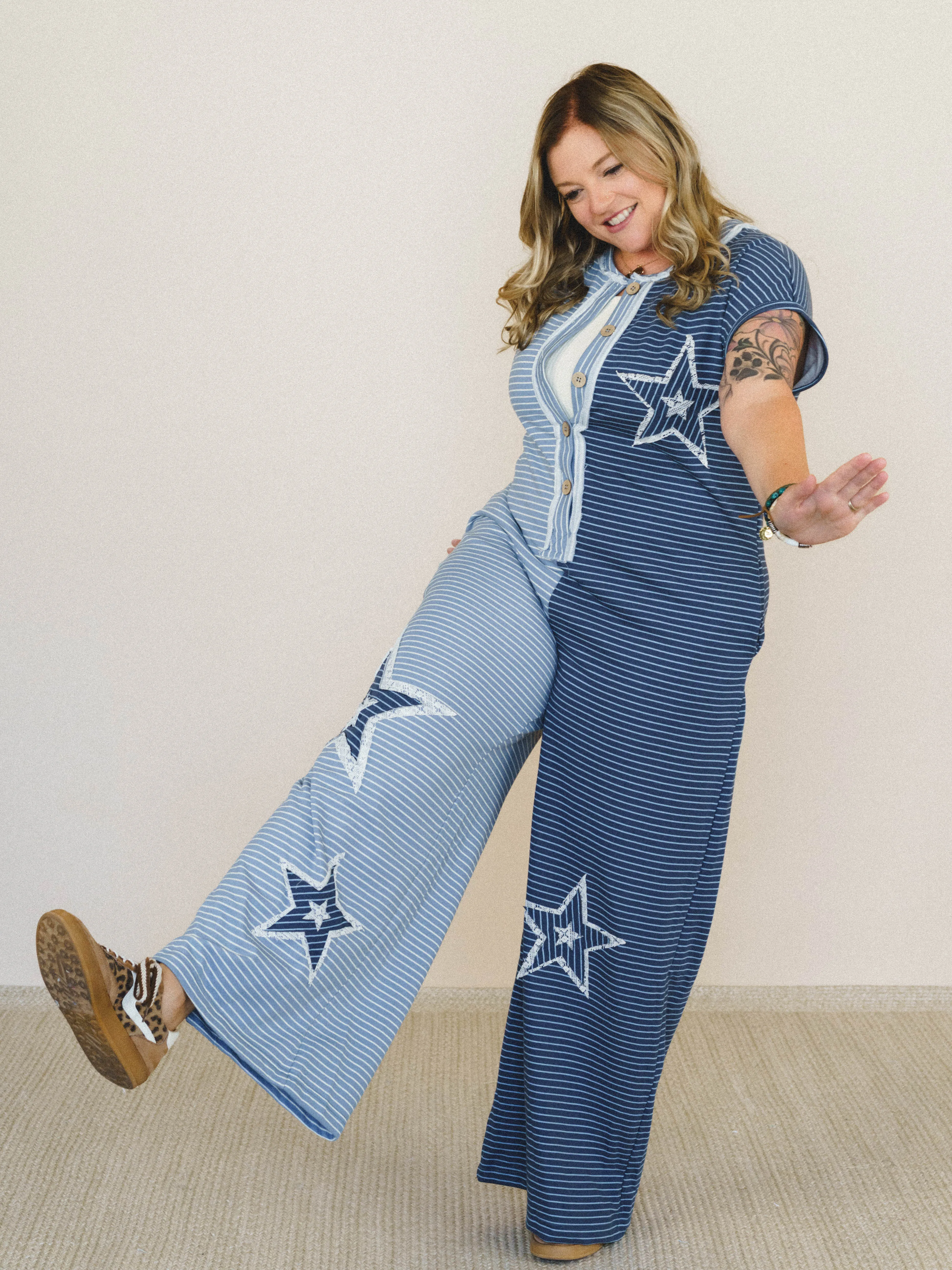Star Walk Jumpsuit - Indigo Blue sold by Three Bird Nest product image thumbnail 4
