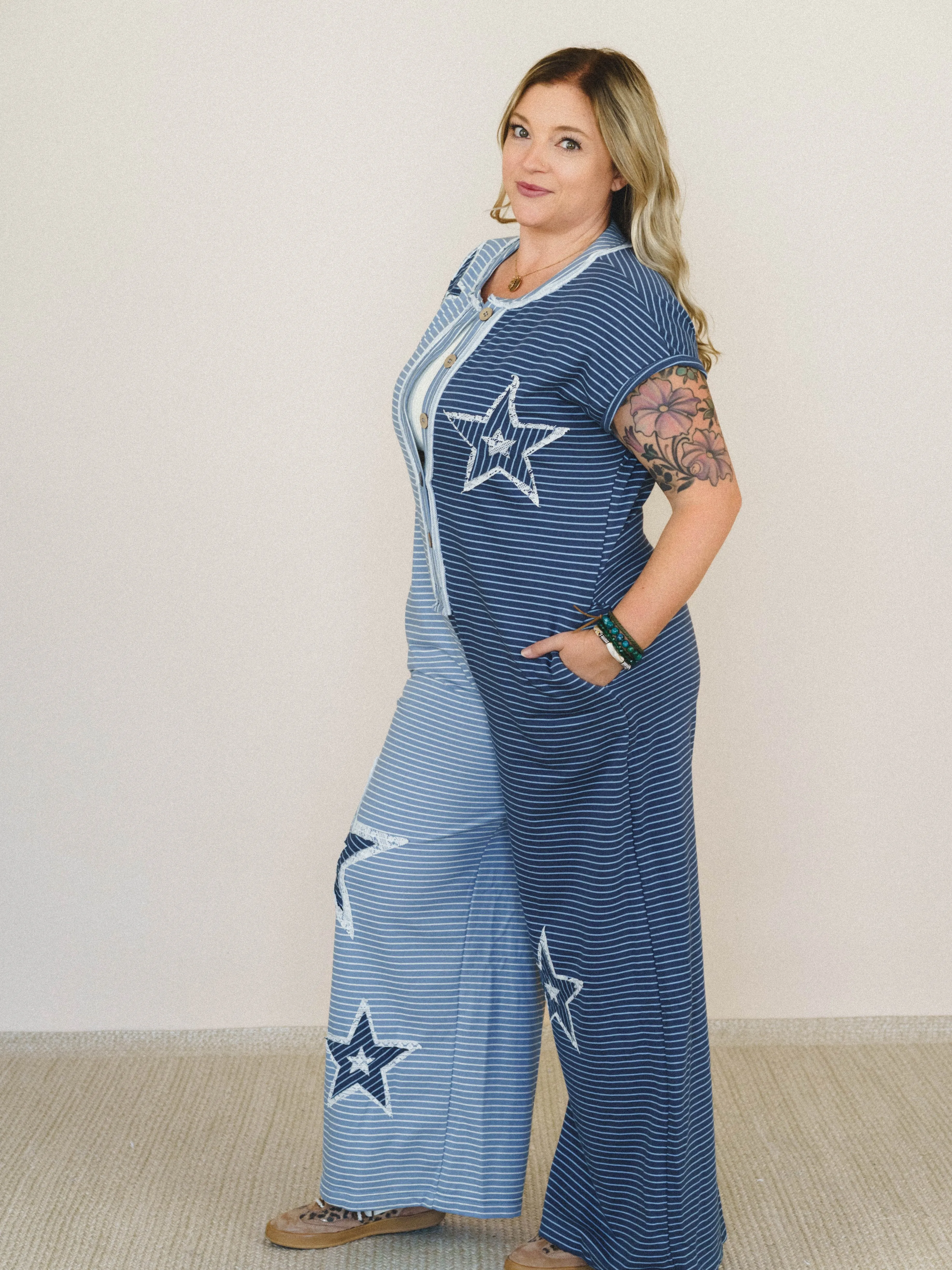 Star Walk Jumpsuit - Indigo Blue sold by Three Bird Nest product image thumbnail 2