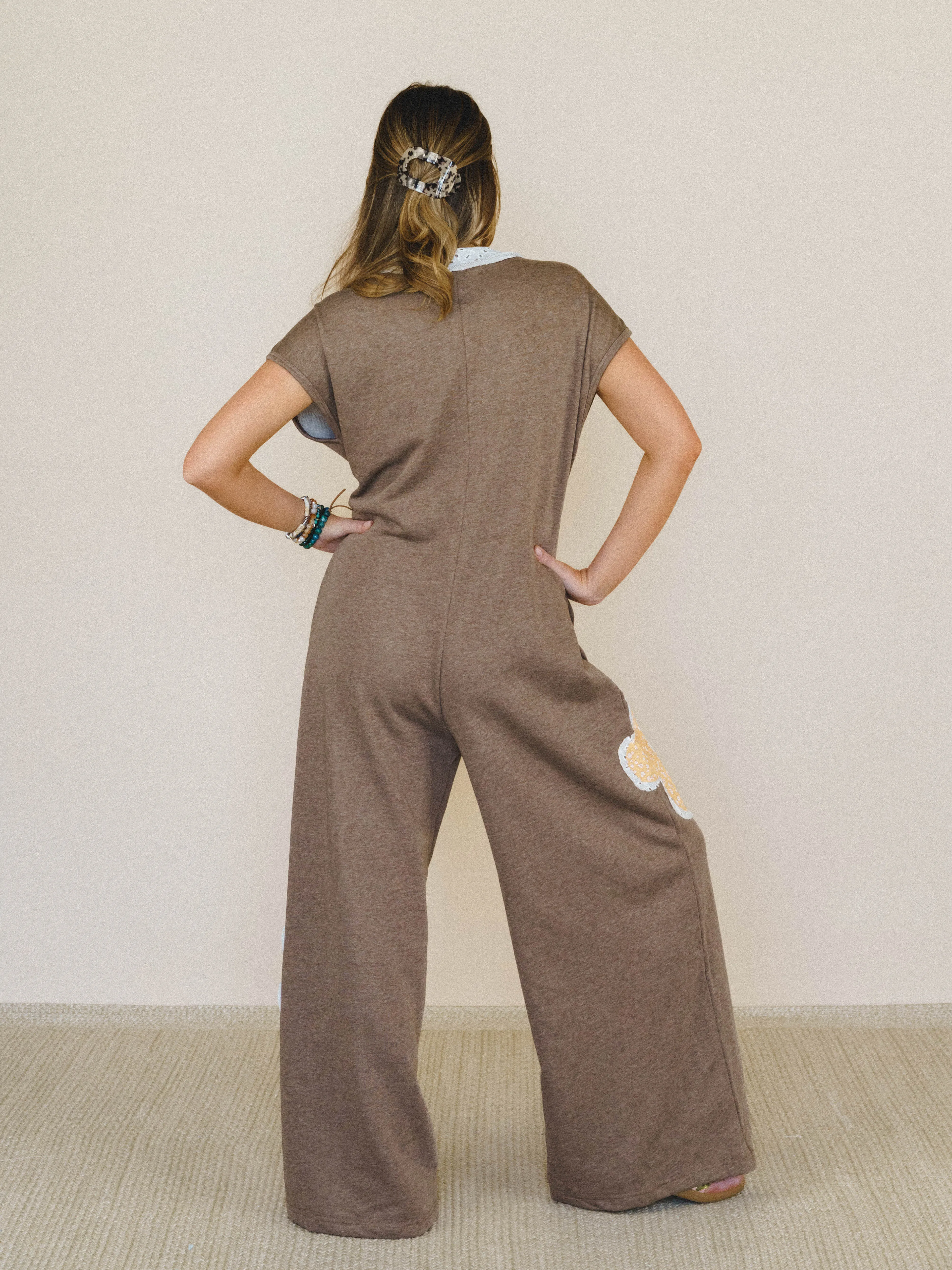 Flower Steps Jumpsuit - Mocha sold by Three Bird Nest product image thumbnail 3