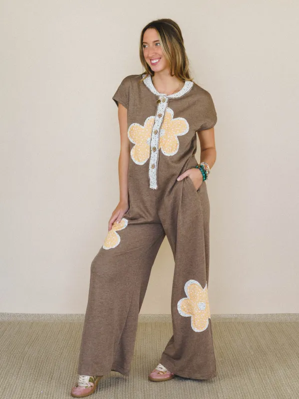 Flower Steps Jumpsuit - Mocha made by Davi & Dani