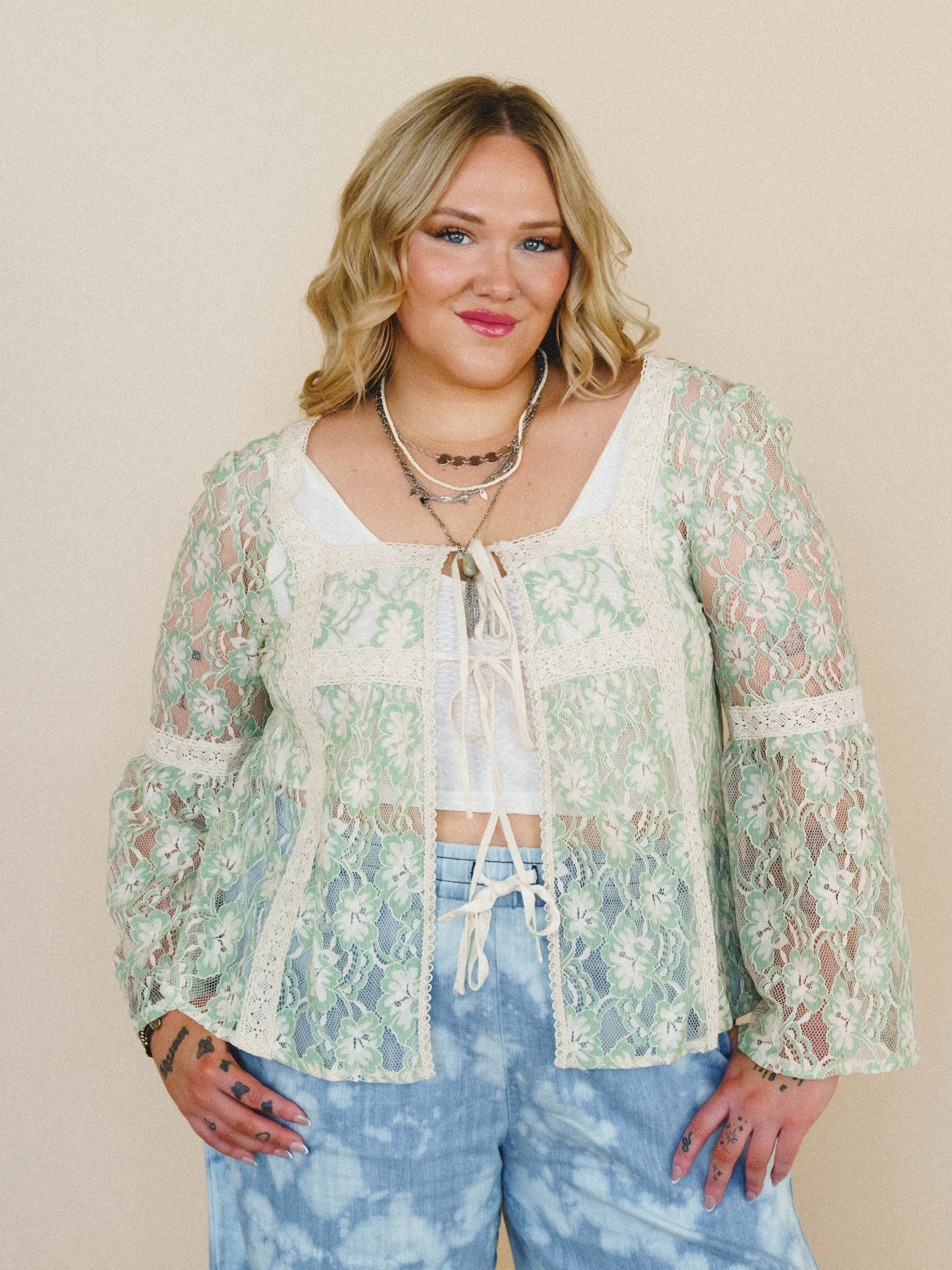 Flower Groove Blouse - Spearmint sold by Three Bird Nest product image thumbnail 4