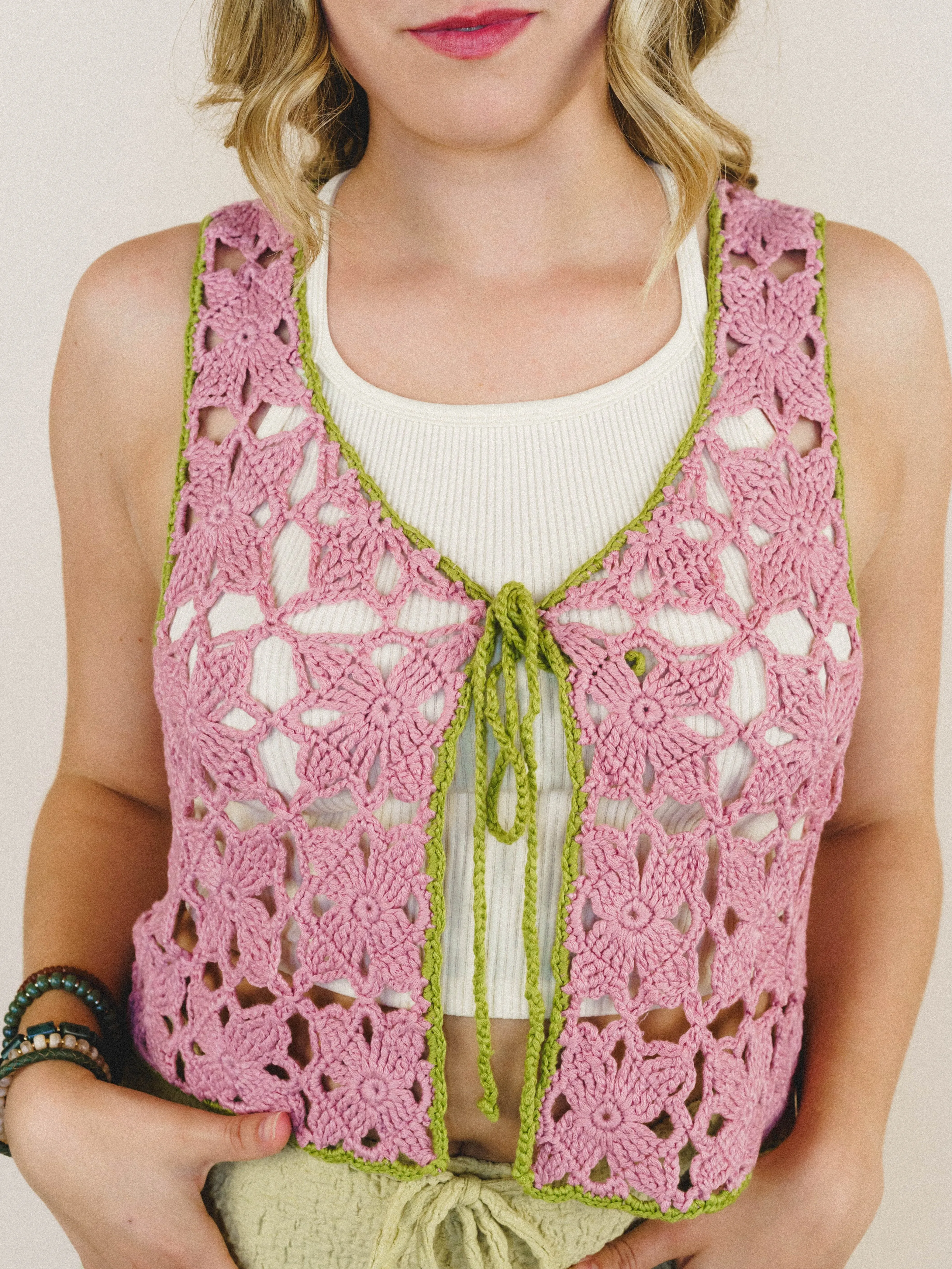 Island Awaits Crochet Vest - Strawberry sold by Three Bird Nest product image thumbnail 5