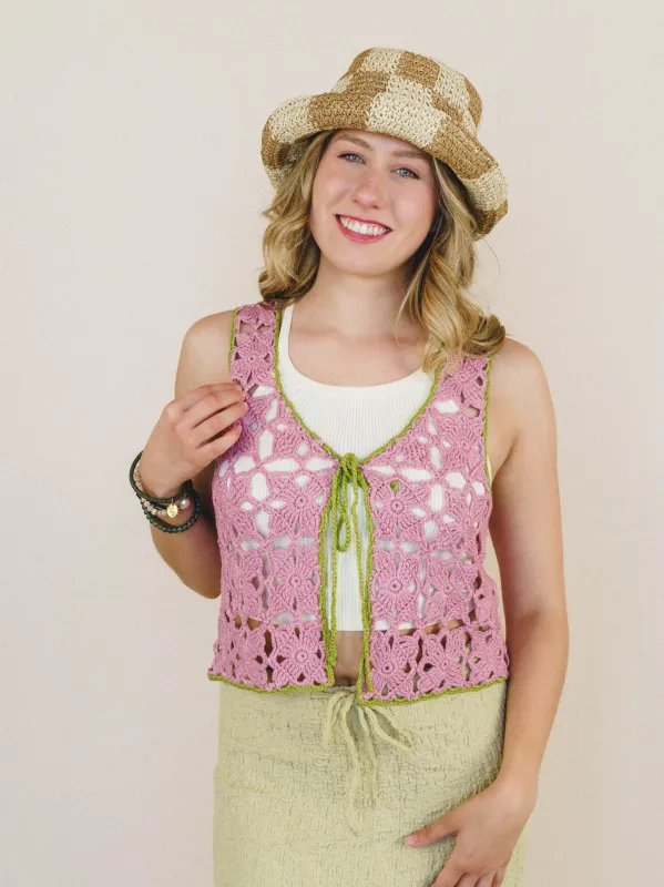 Island Awaits Crochet Vest - Strawberry made by Listicle