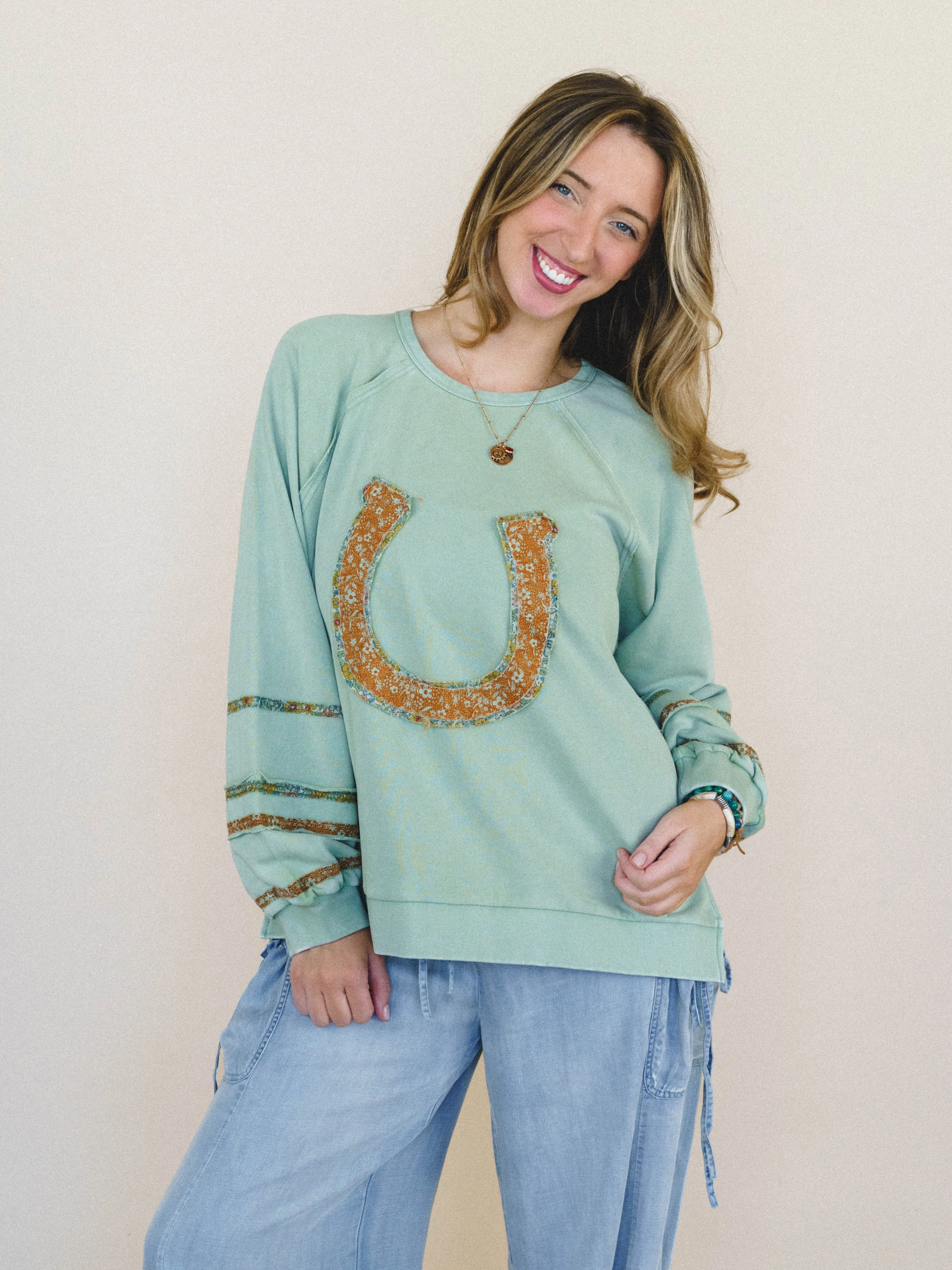 Lucky Flower Top - Sage sold by Three Bird Nest