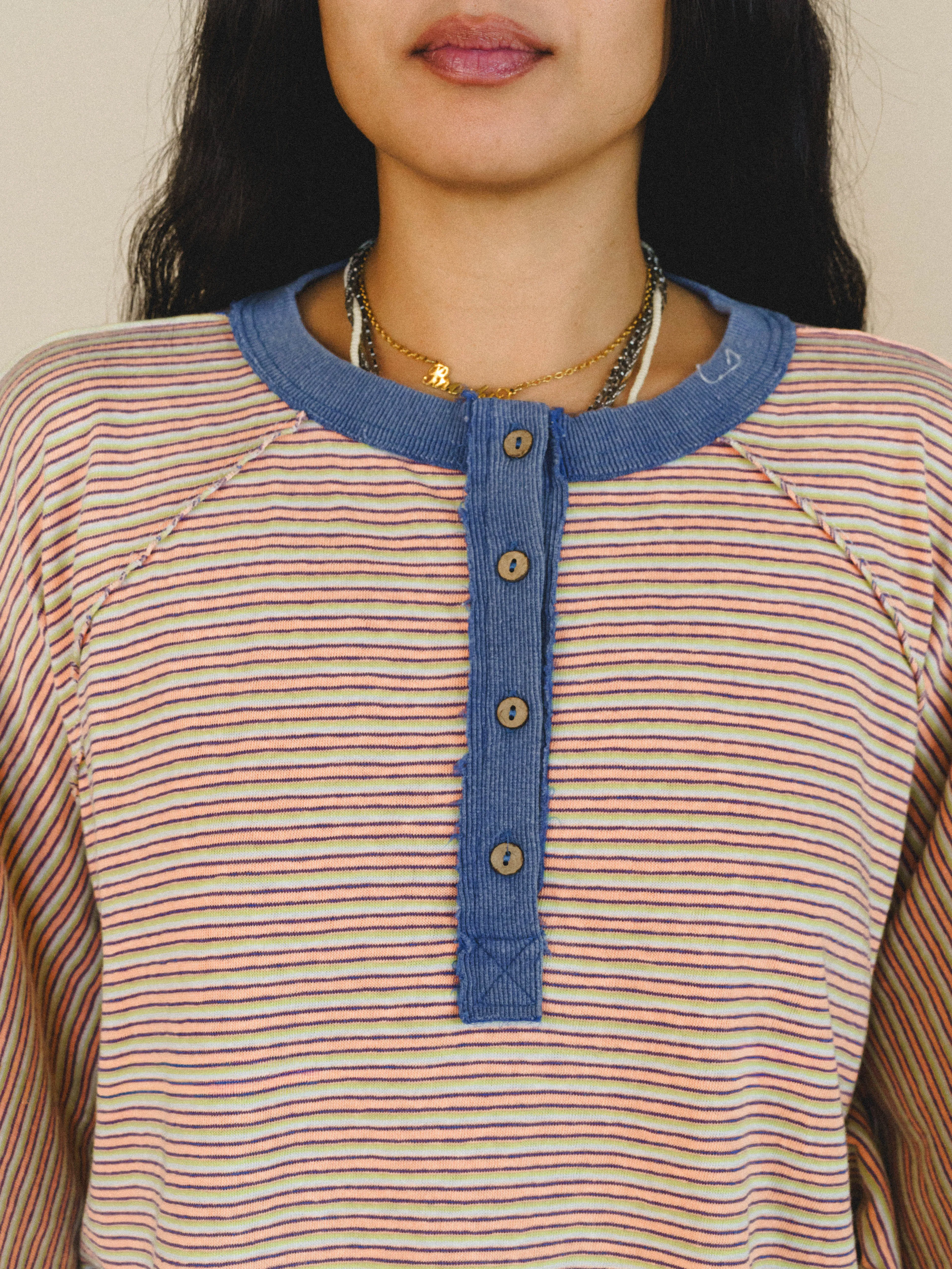 Florence Striped Poncho - Coral sold by Three Bird Nest product image thumbnail 4