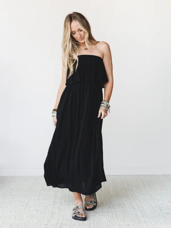 Sierra Strapless Maxi Dress - Black made by Zenana
