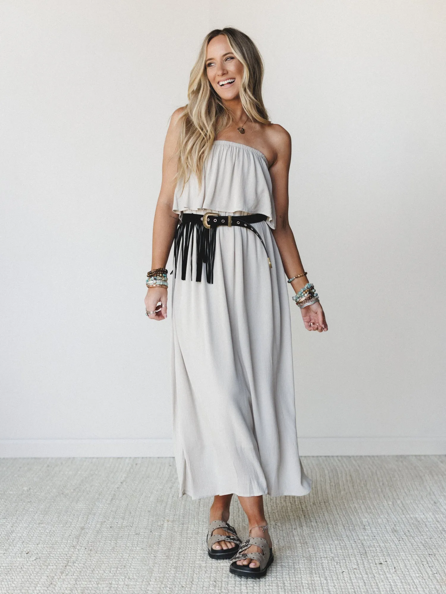 Sierra Strapless Maxi Dress - Sand Beige sold by Three Bird Nest product image thumbnail 5