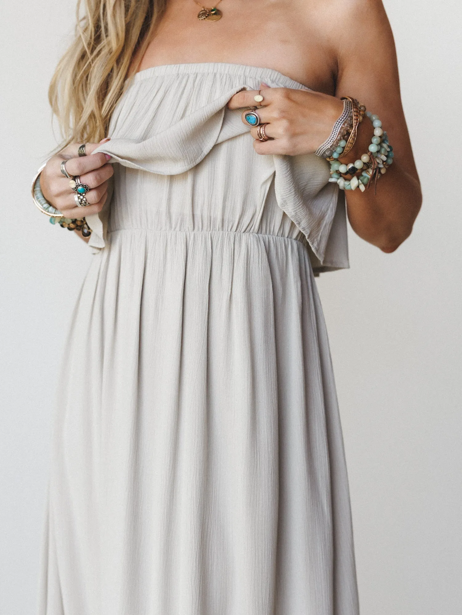 Sierra Strapless Maxi Dress - Sand Beige sold by Three Bird Nest product image thumbnail 3