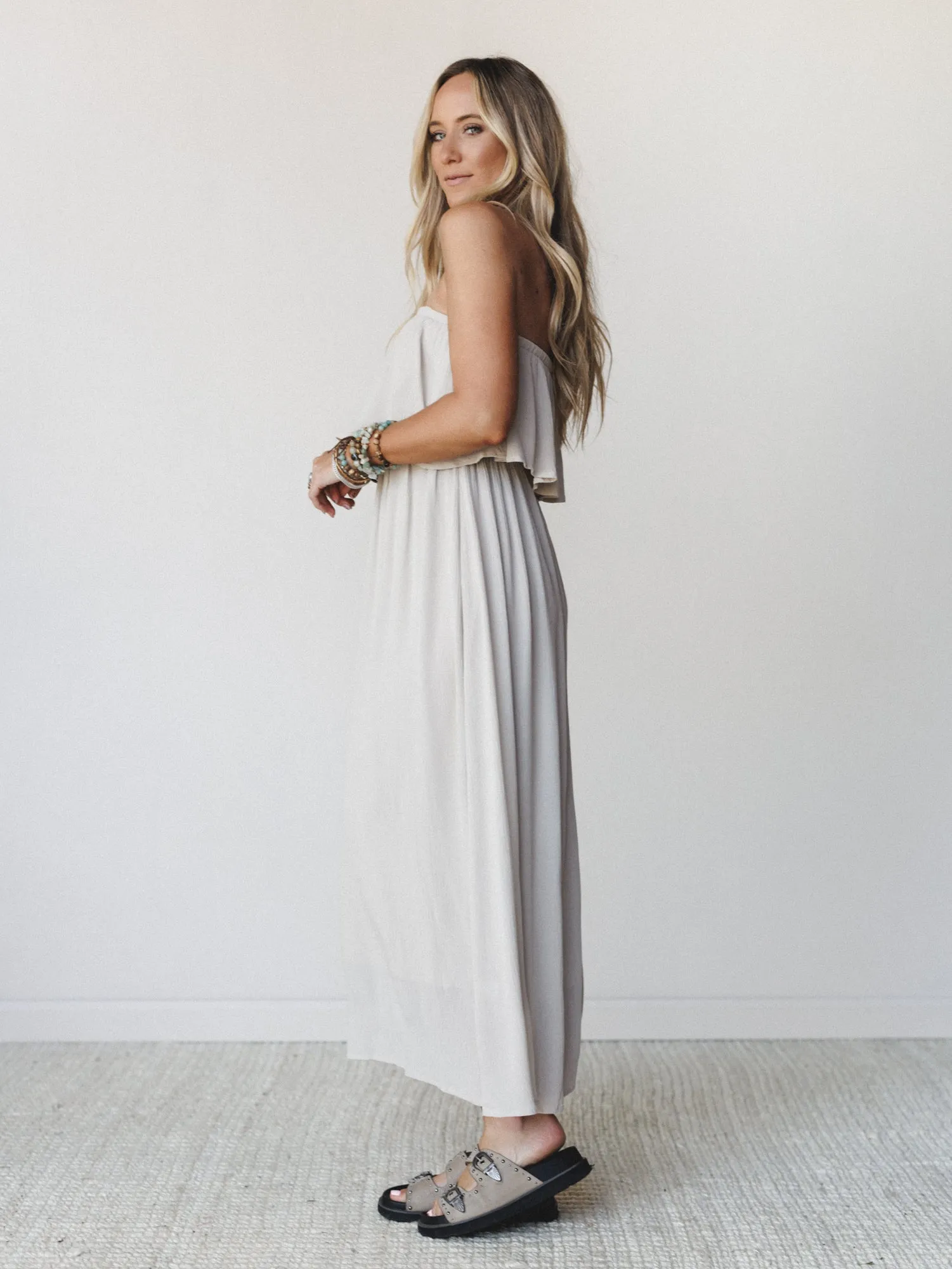 Sierra Strapless Maxi Dress - Sand Beige sold by Three Bird Nest product image thumbnail 2