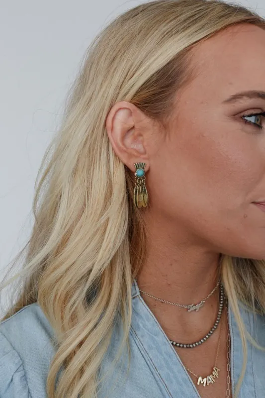Golden Feather Drop Earrings - Bronze made by Three Bird Nest