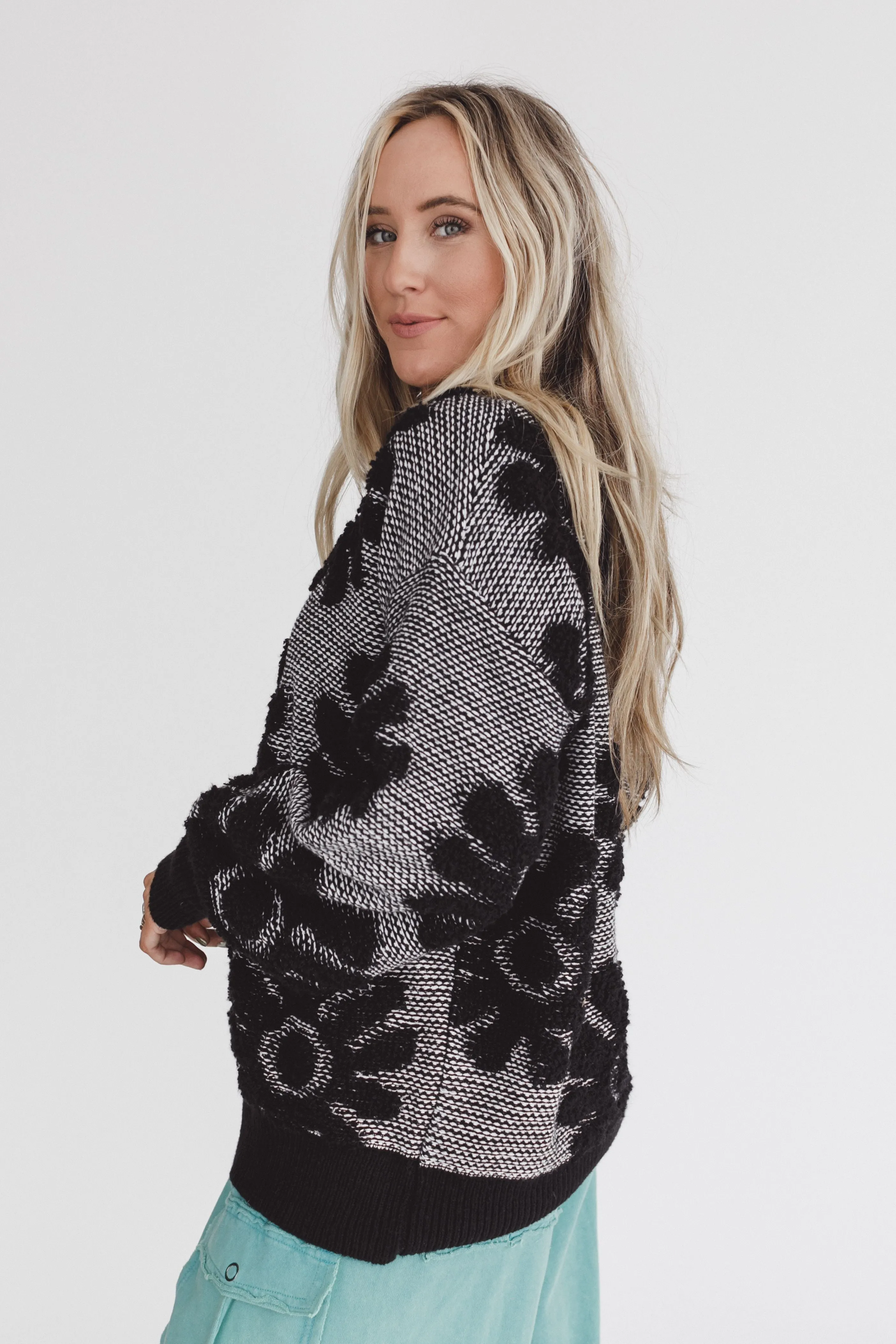 Zinnia Textured Flower Top - Black sold by Three Bird Nest product image thumbnail 2