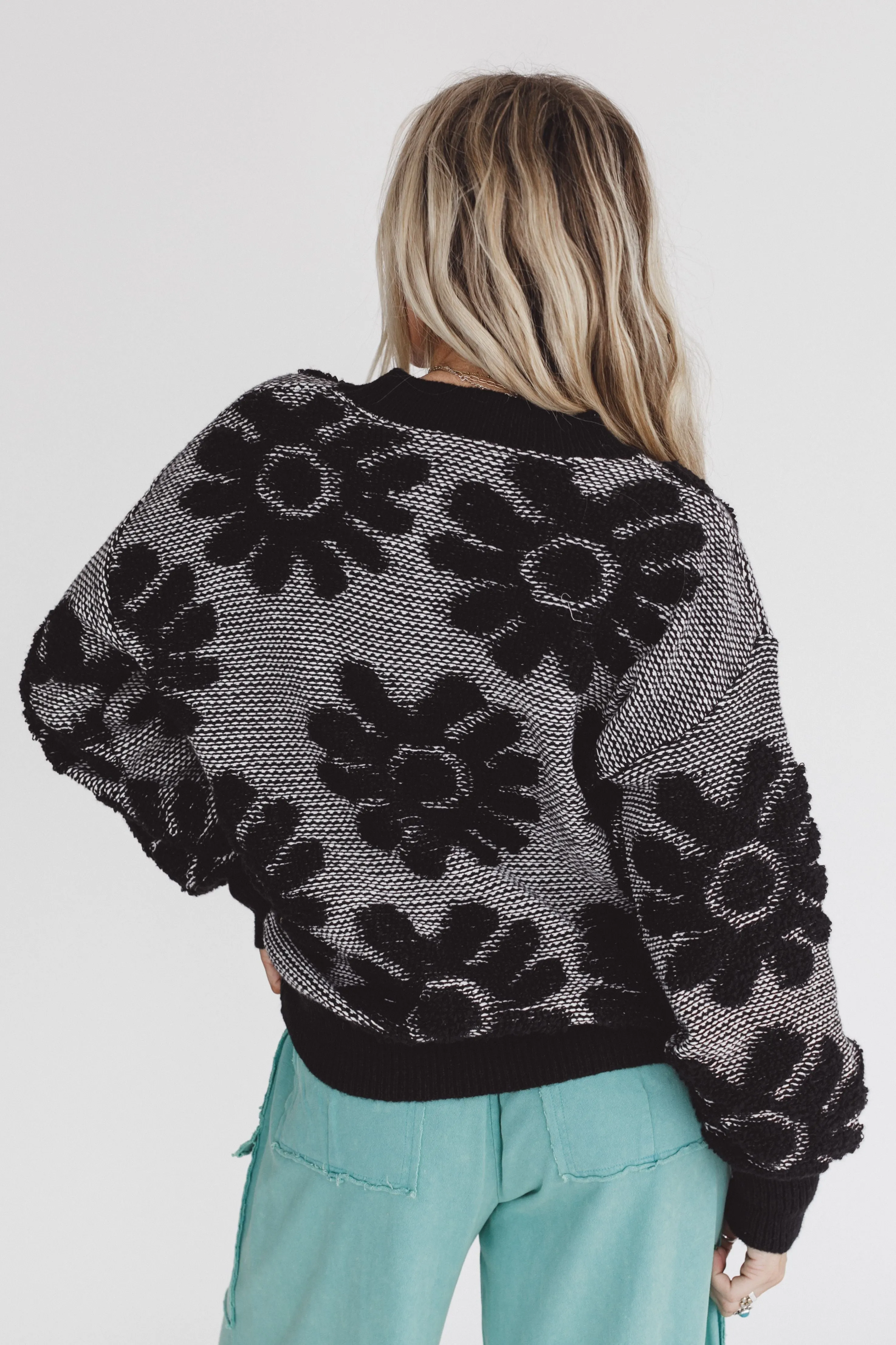 Zinnia Textured Flower Top - Black sold by Three Bird Nest product image thumbnail 3