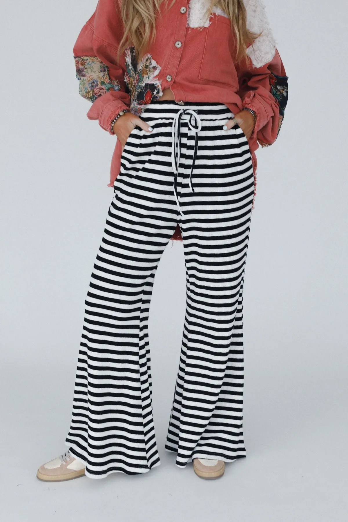 Sunset Stride Striped Pants - Black sold by Three Bird Nest