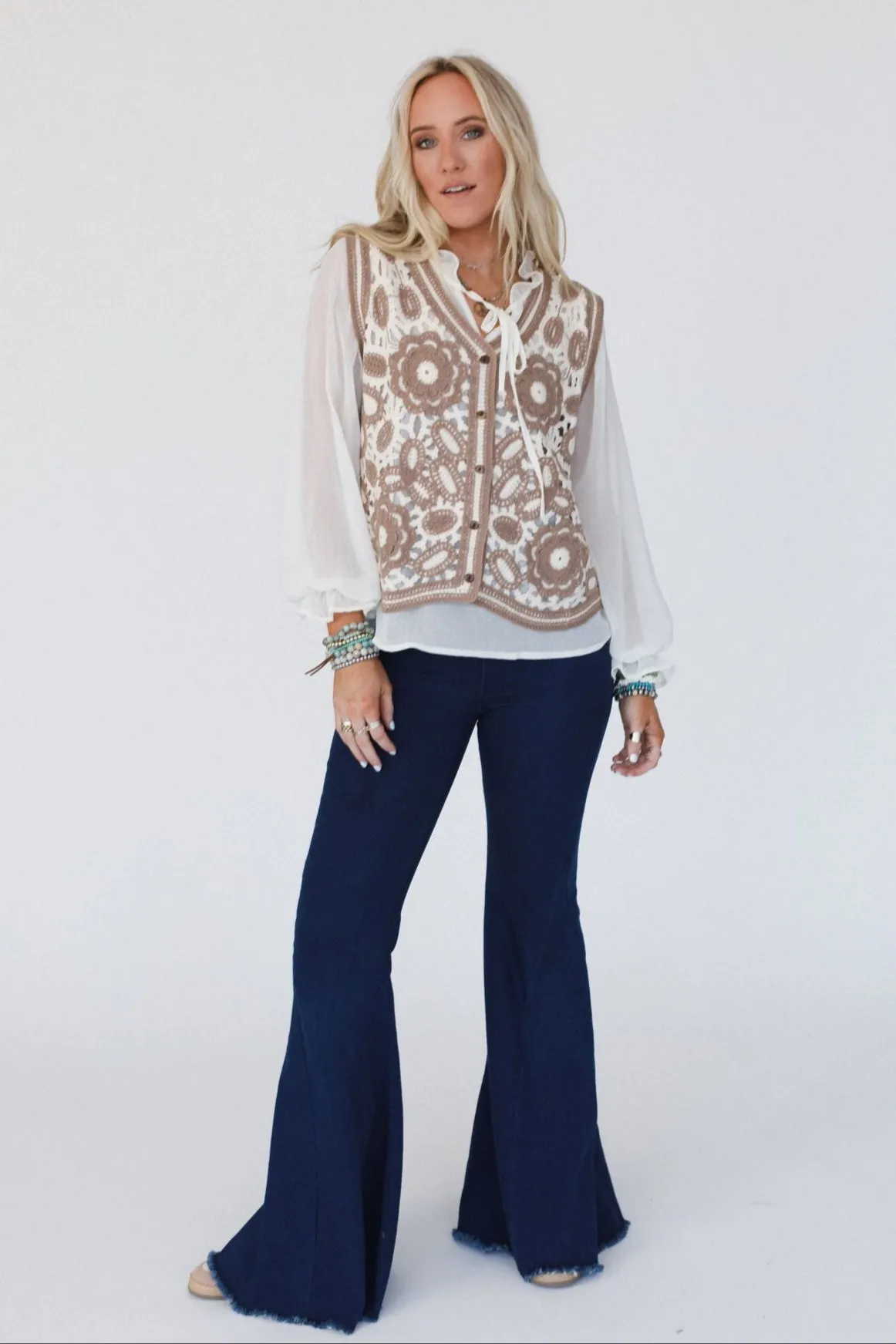 Tandie Crochet Vest And Blouse Set - Ivory sold by Three Bird Nest product image thumbnail 4