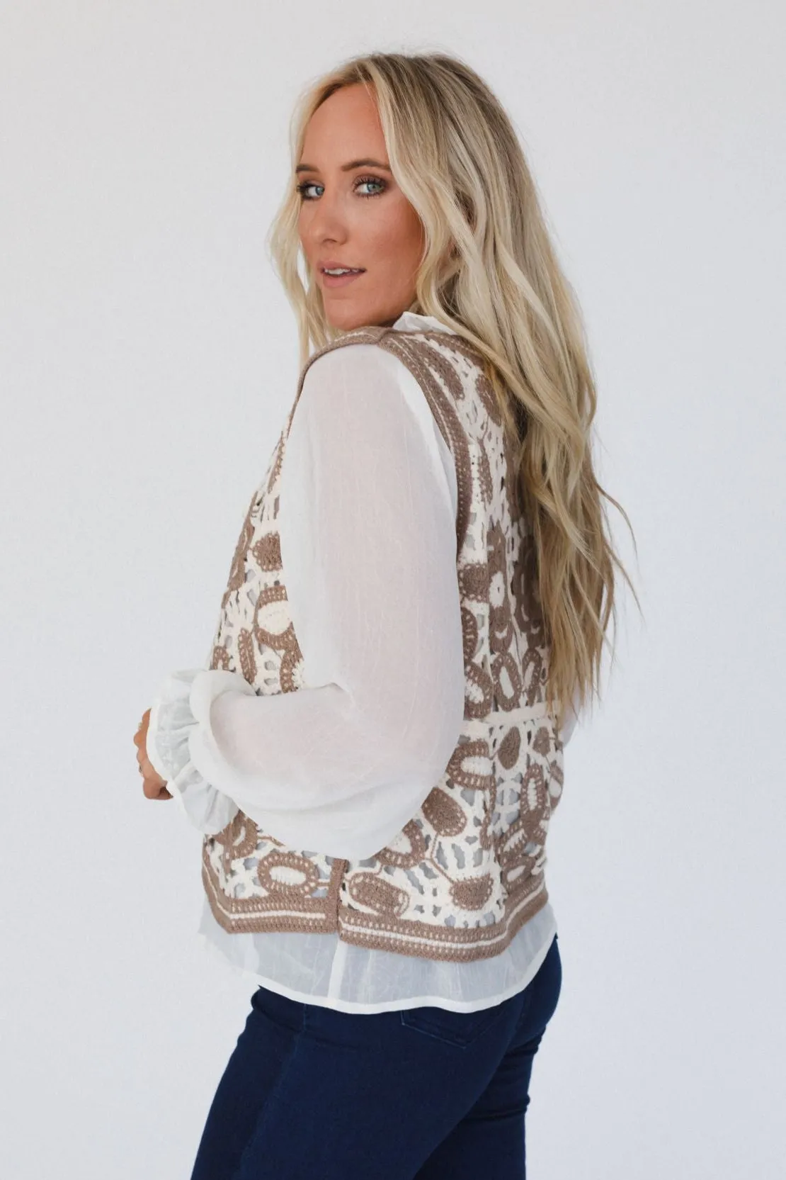 Tandie Crochet Vest And Blouse Set - Ivory sold by Three Bird Nest product image thumbnail 5