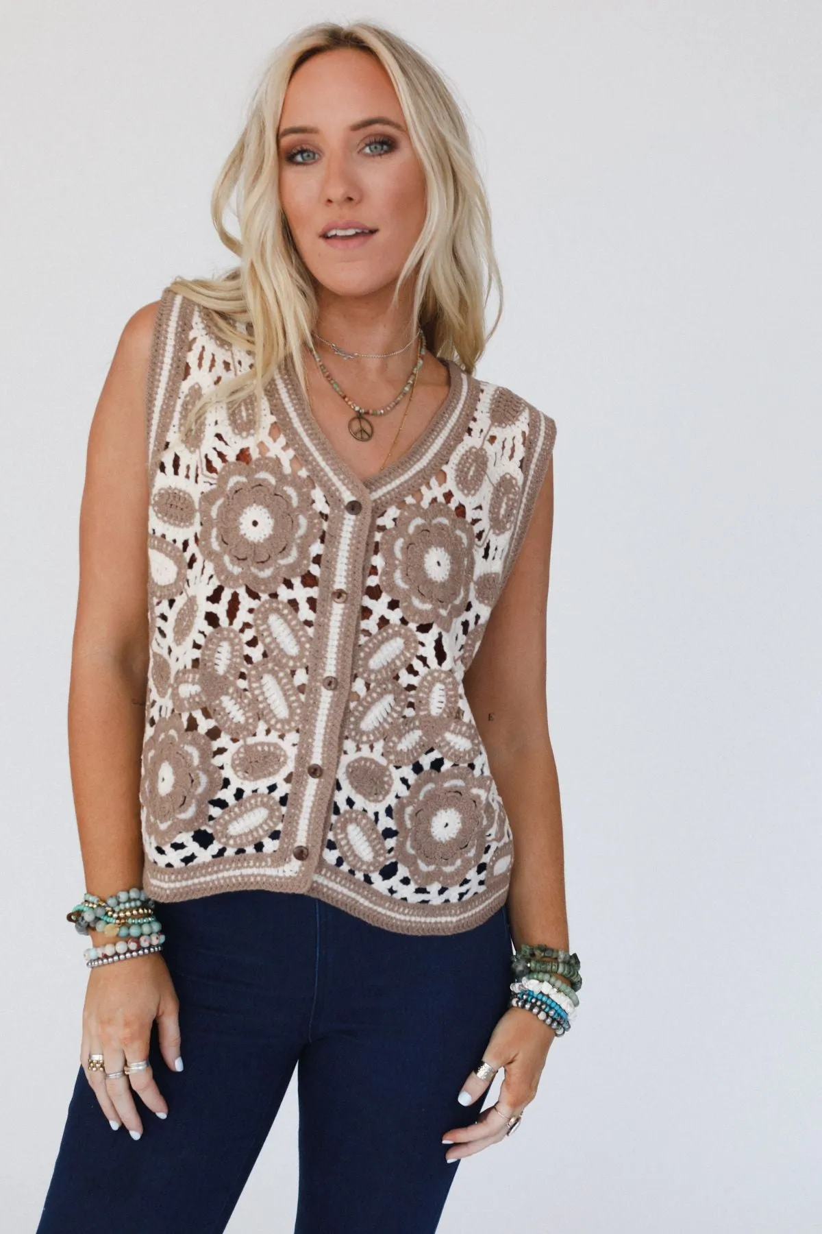 Tandie Crochet Vest And Blouse Set - Ivory sold by Three Bird Nest product image thumbnail 3
