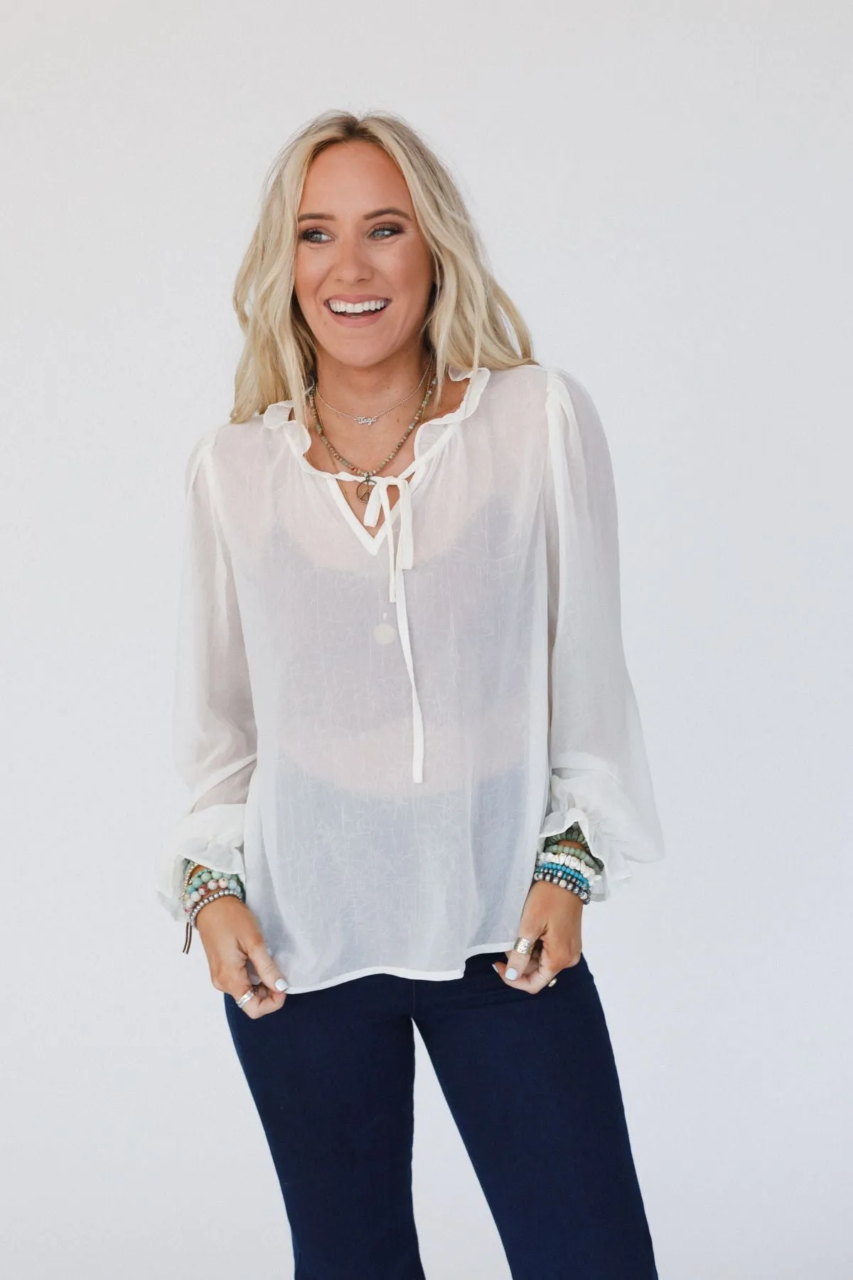 Tandie Crochet Vest And Blouse Set - Ivory sold by Three Bird Nest product image thumbnail 2