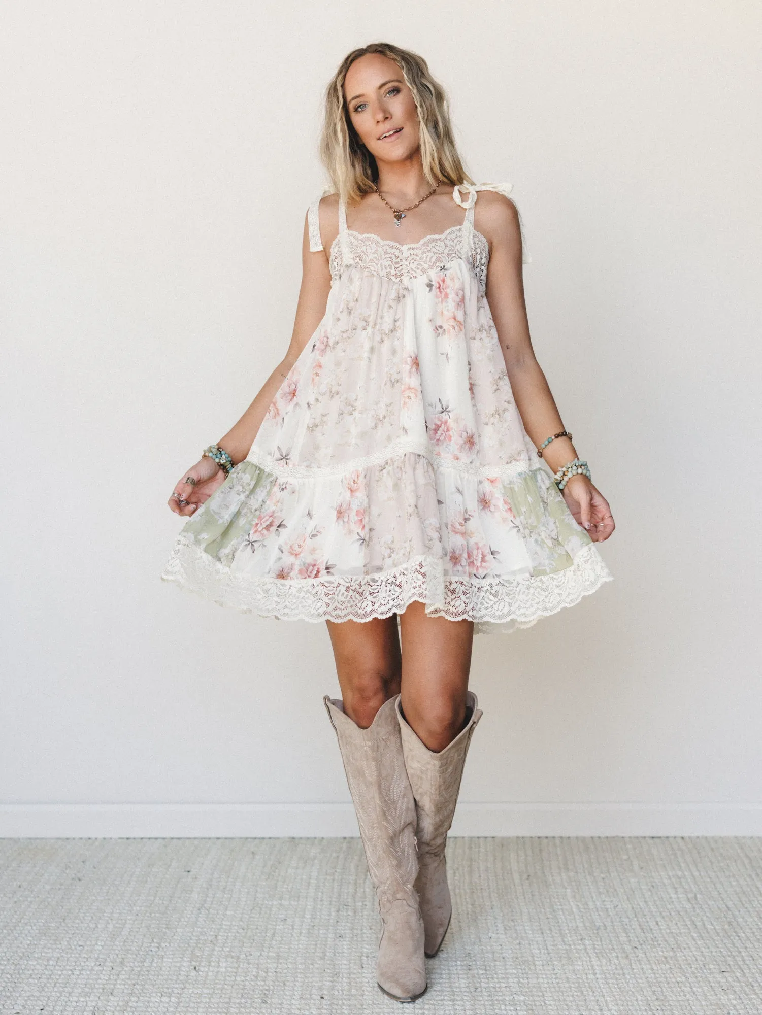 Floral Dancer Dress - Beige Multi sold by Three Bird Nest product image thumbnail 5