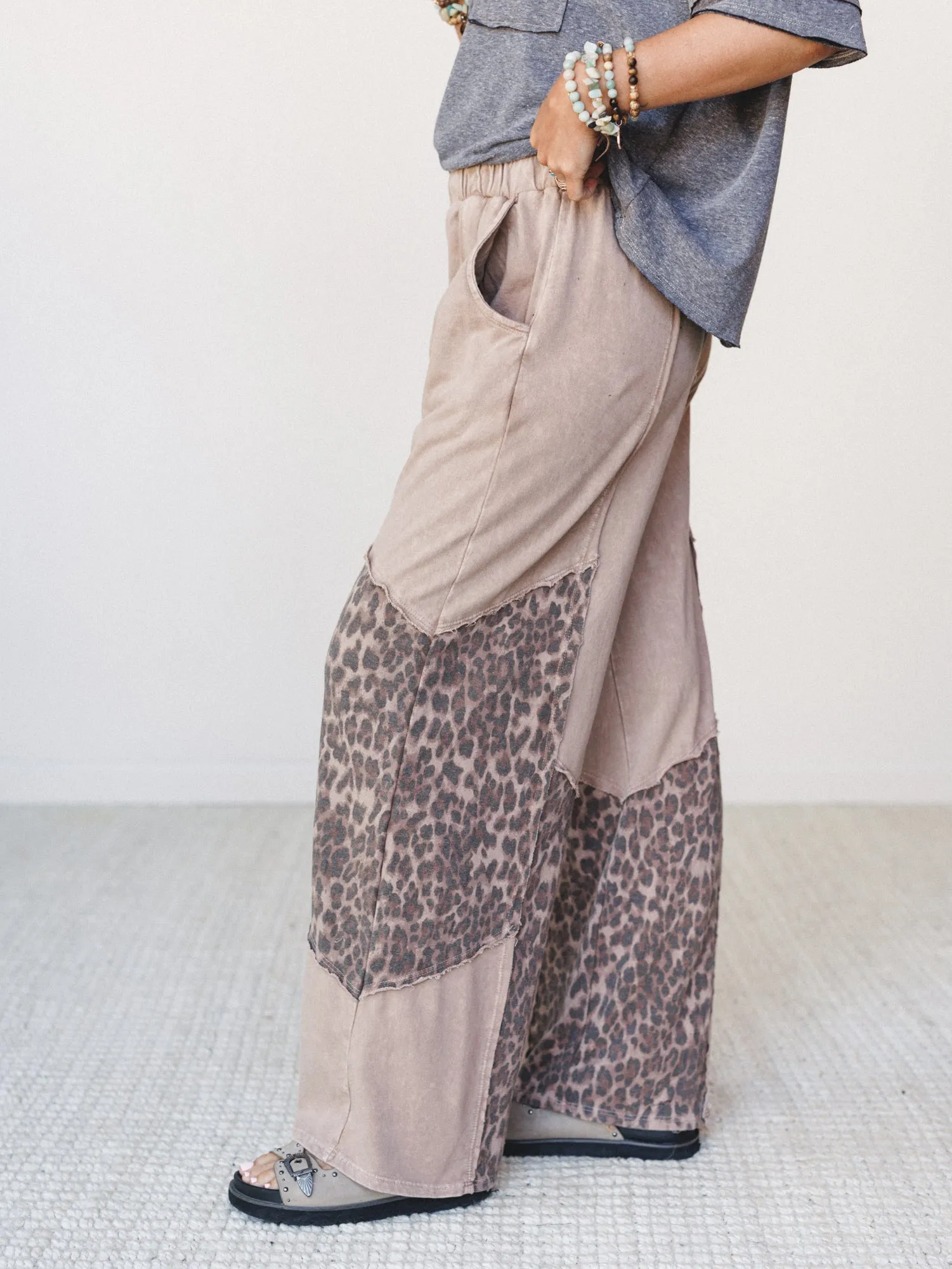 Printed Spirit Wide Leg Pants - Latte sold by Three Bird Nest product image thumbnail 2