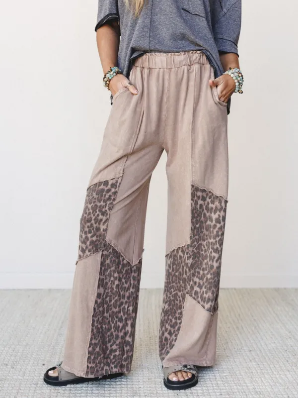 Printed Spirit Wide Leg Pants - Latte made by Three Bird Nest