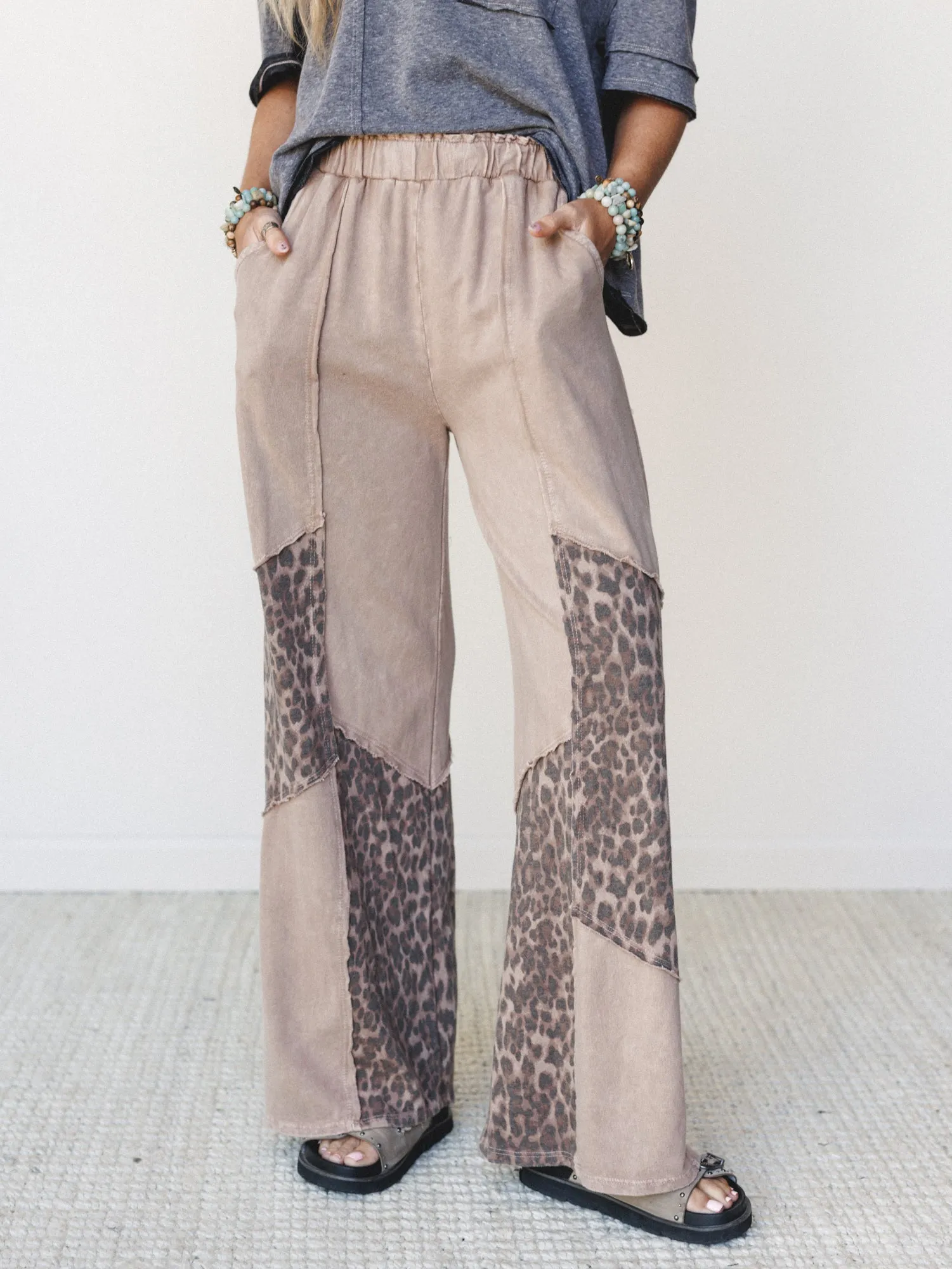 Printed Spirit Wide Leg Pants - Latte sold by Three Bird Nest product image thumbnail 4