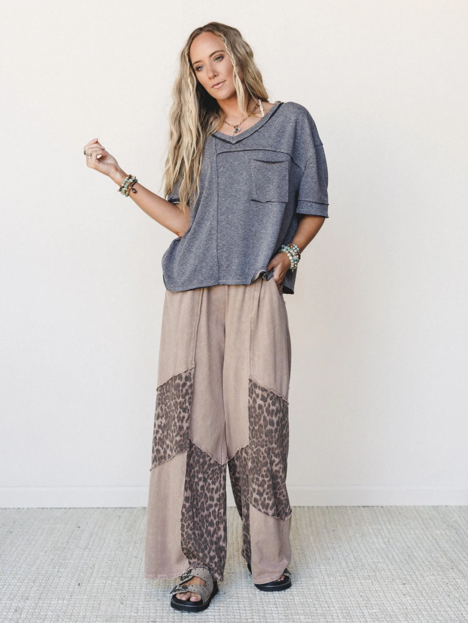 Printed Spirit Wide Leg Pants - Latte sold by Three Bird Nest product image thumbnail 3
