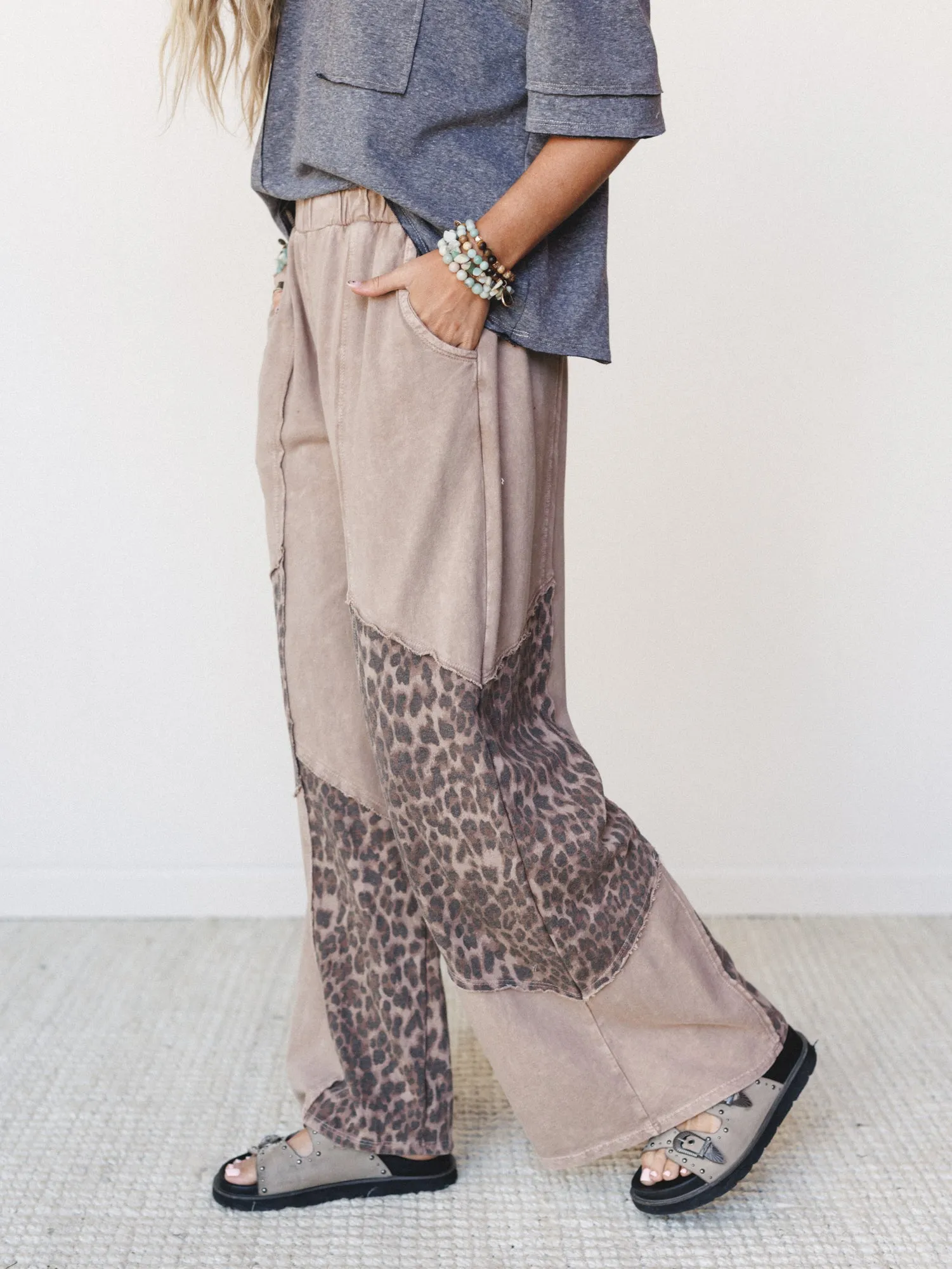 Printed Spirit Wide Leg Pants - Latte sold by Three Bird Nest product image thumbnail 5
