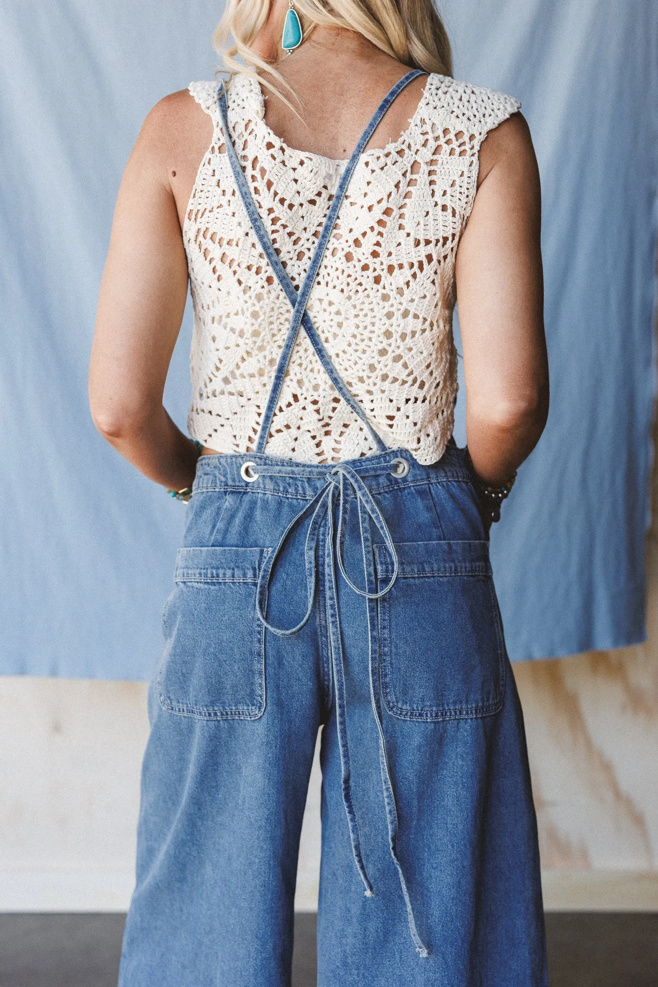 Rustic Blues Wide Leg Overalls - Medium Denim sold by Three Bird Nest product image thumbnail 4