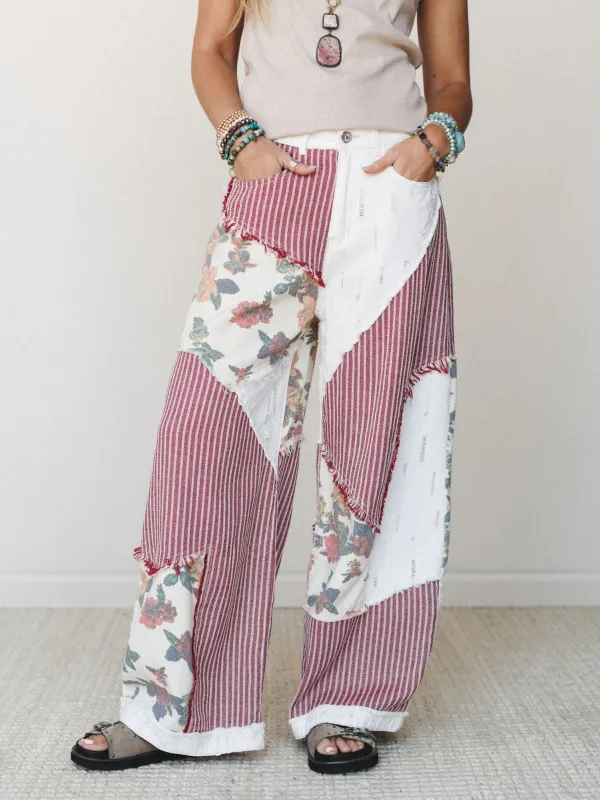 Goldenrae Pants - Red Multi made by Three Bird Nest