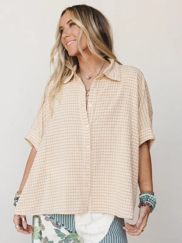 Poppy Button Down Blouse - Mustard made by easel