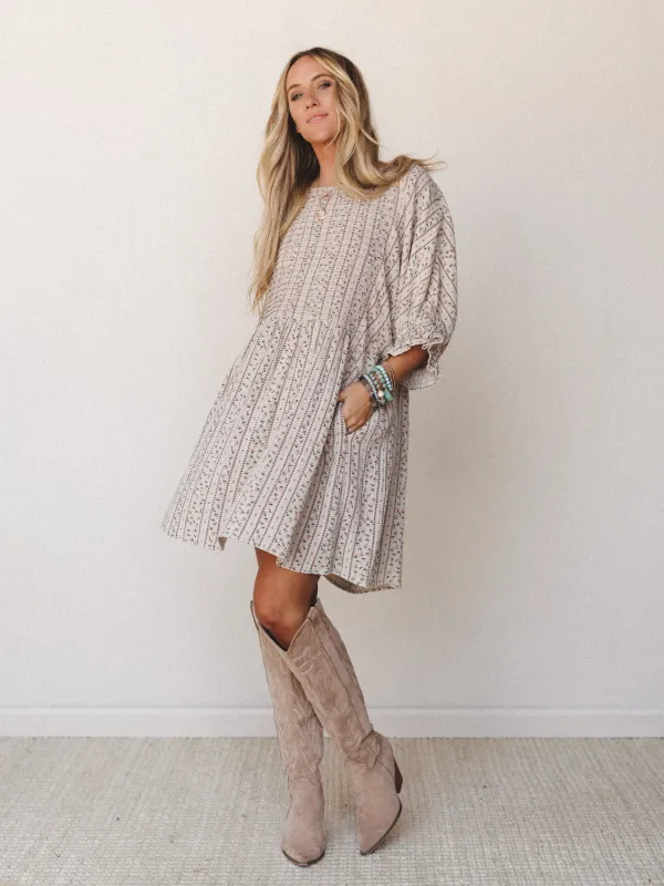 Quinn Puff Sleeve Mini Dress Floral - Sage Grey made by easel