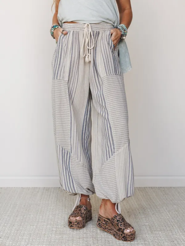 Solana Stripe Pants - Faded Sage made by easel