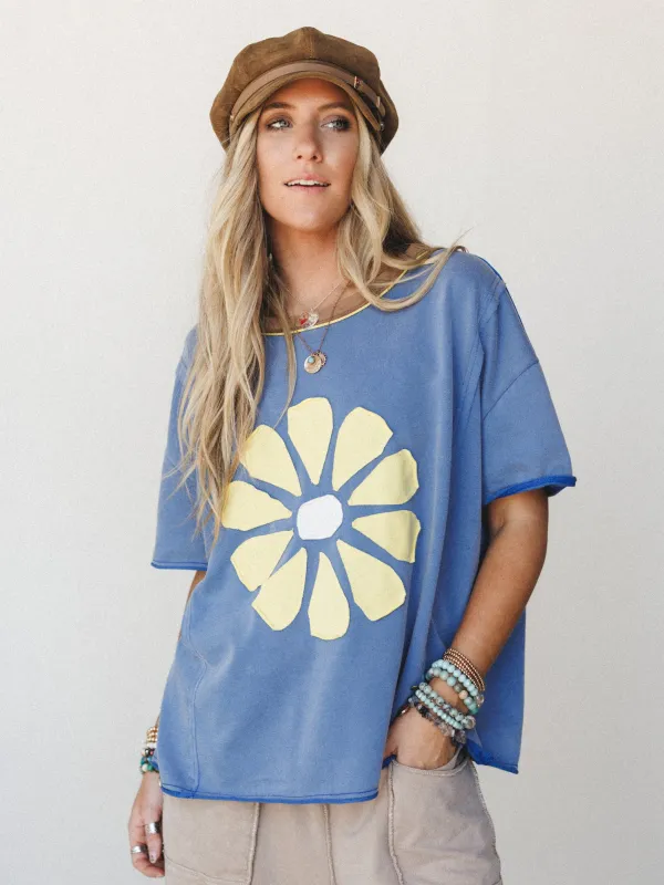 Sunny Blooms Tee - Royal Blue made by Three Bird Nest
