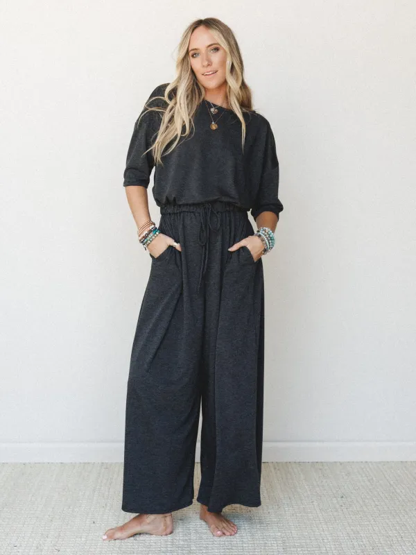 The Nest Cozy Cool Jumpsuit - Black made by Three Bird Nest