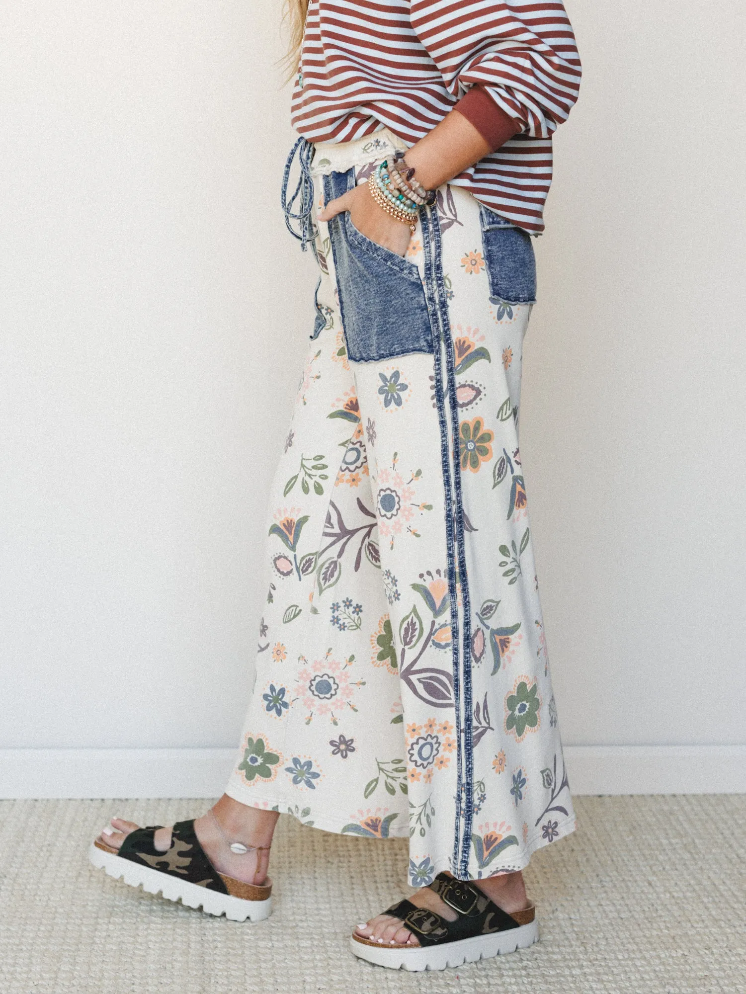 Fable Floral Pants - Ecru sold by Three Bird Nest product image thumbnail 2