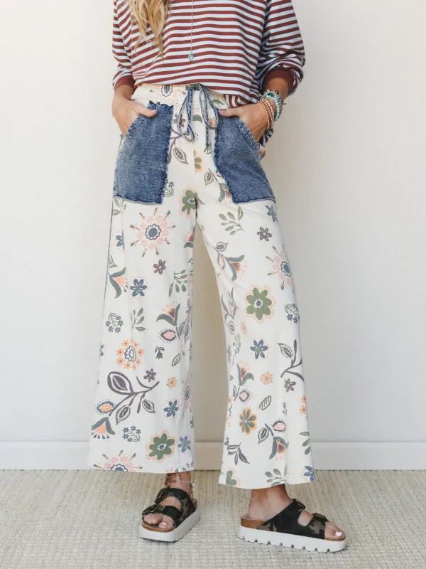 Fable Floral Pants - Ecru made by easel