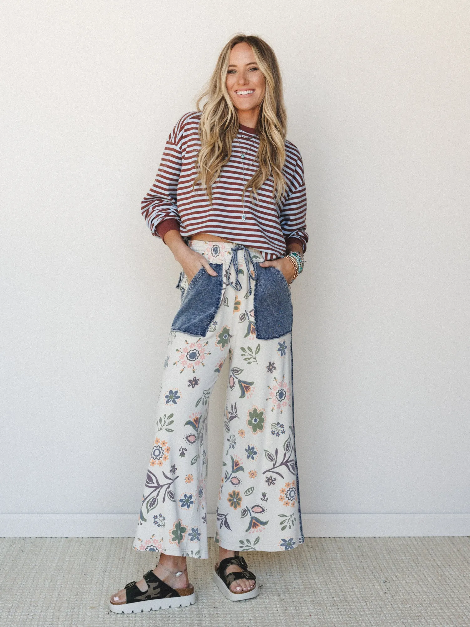 Fable Floral Pants - Ecru sold by Three Bird Nest product image thumbnail 3
