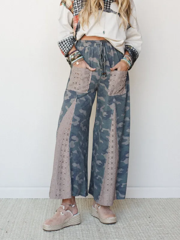 The Nest Let's Party Wide Leg Pants - Army made by Three Bird Nest