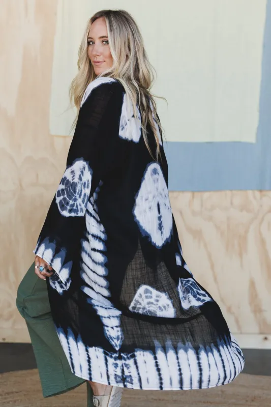Spellbound Tie Dye Kimono - Black - Pre Order made by Three Bird Nest