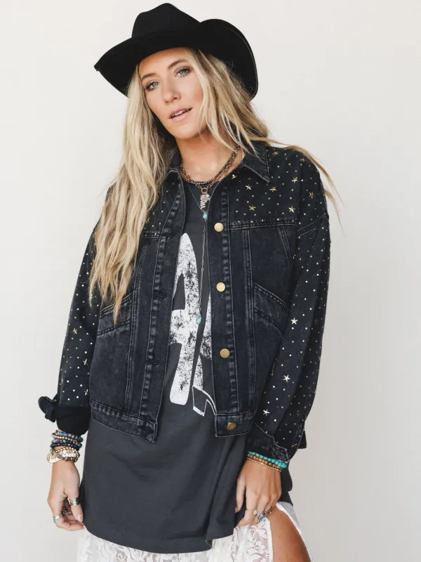 Written In The Stars Denim Jacket - Black - Pre Order made by Davi & Dani
