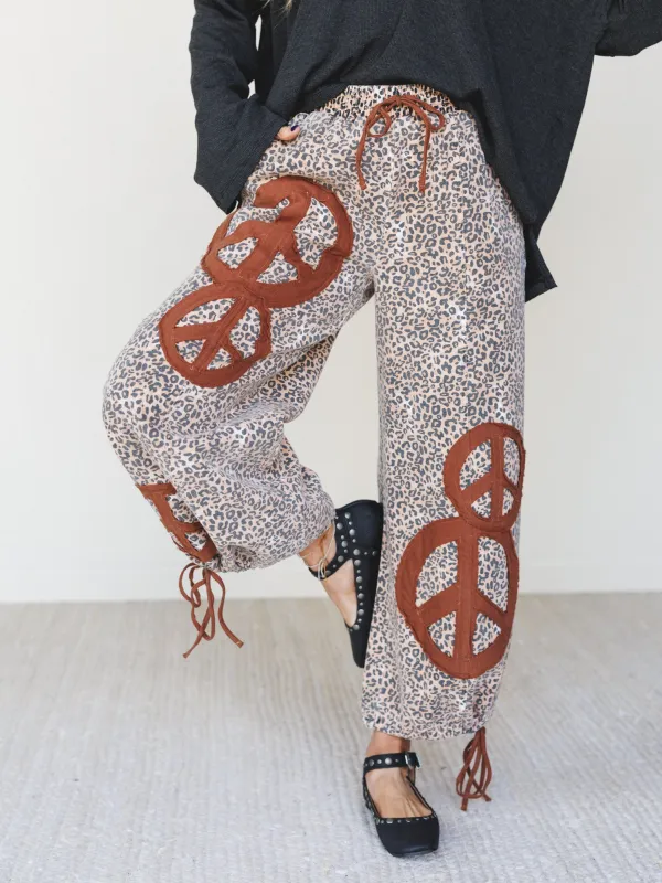 The Nest Laurel Lee Patchwork Pants - Taupe Leopard - Pre Order made by Davi & Dani