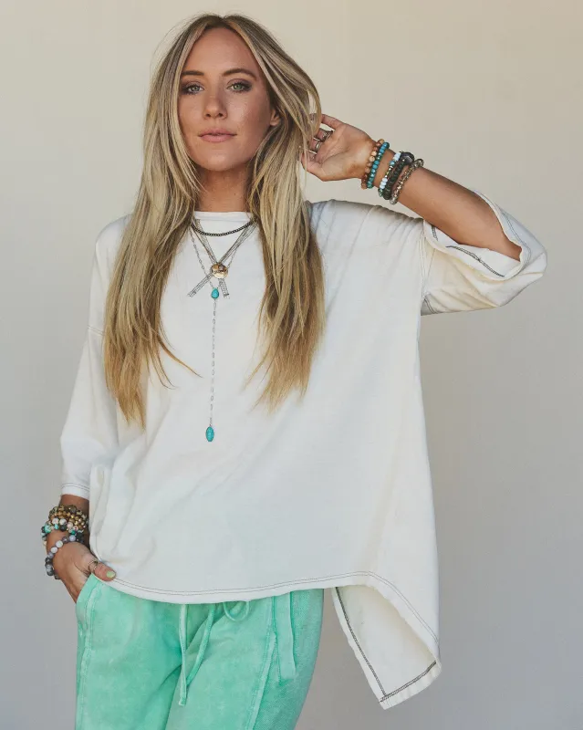 The Nest Callie Split Back Top - Natural - Pre Order made by Three Bird Nest