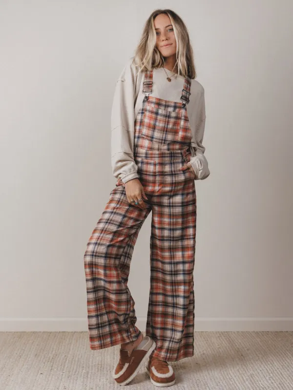Perfectly Plaid Overalls - Latte - Pre Order made by AnnieWear